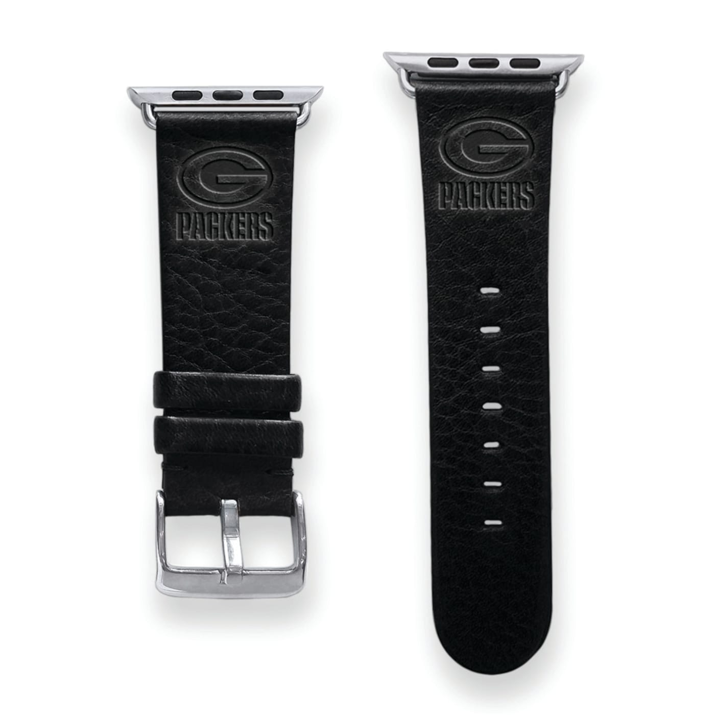 Gametime MLB Oakland Athletics Black Leather Apple Watch Band (38/40mm S/M). Watch Not included.