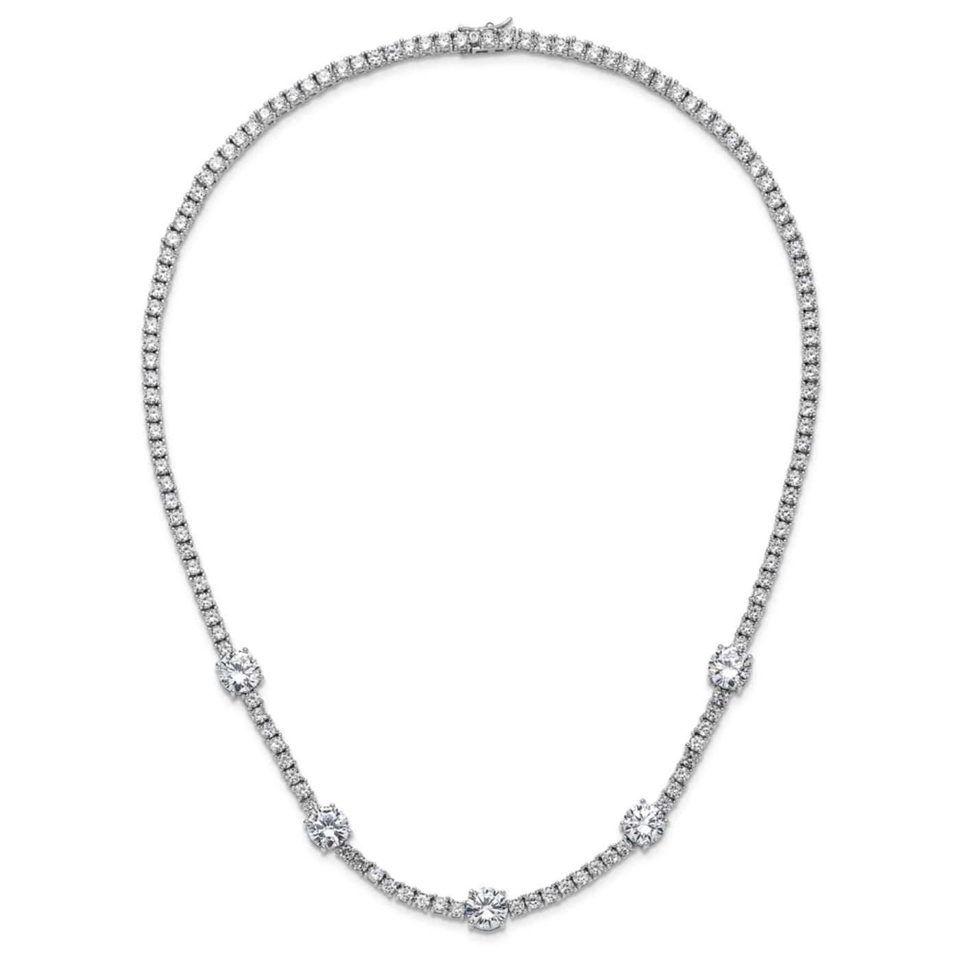 Rhodium Over Sterling Silver Cubic Zirconia Station With Rhodium Over Sterling Silver Cubic Zirconia Station With
