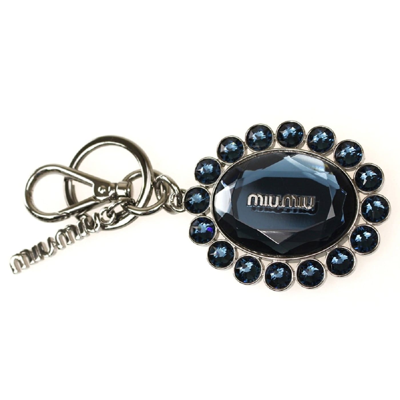 安いそれに目立つ Miu Miu Rhinestone Crystal Charm Bag Ring Chain Key Trick 小物