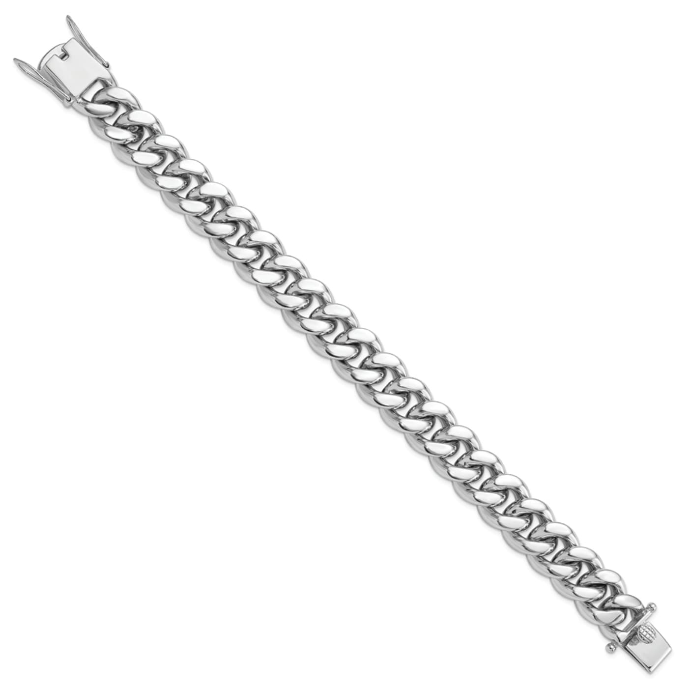 Rhodium Over Sterling Silver Curb Link Men's 8.5 Inch