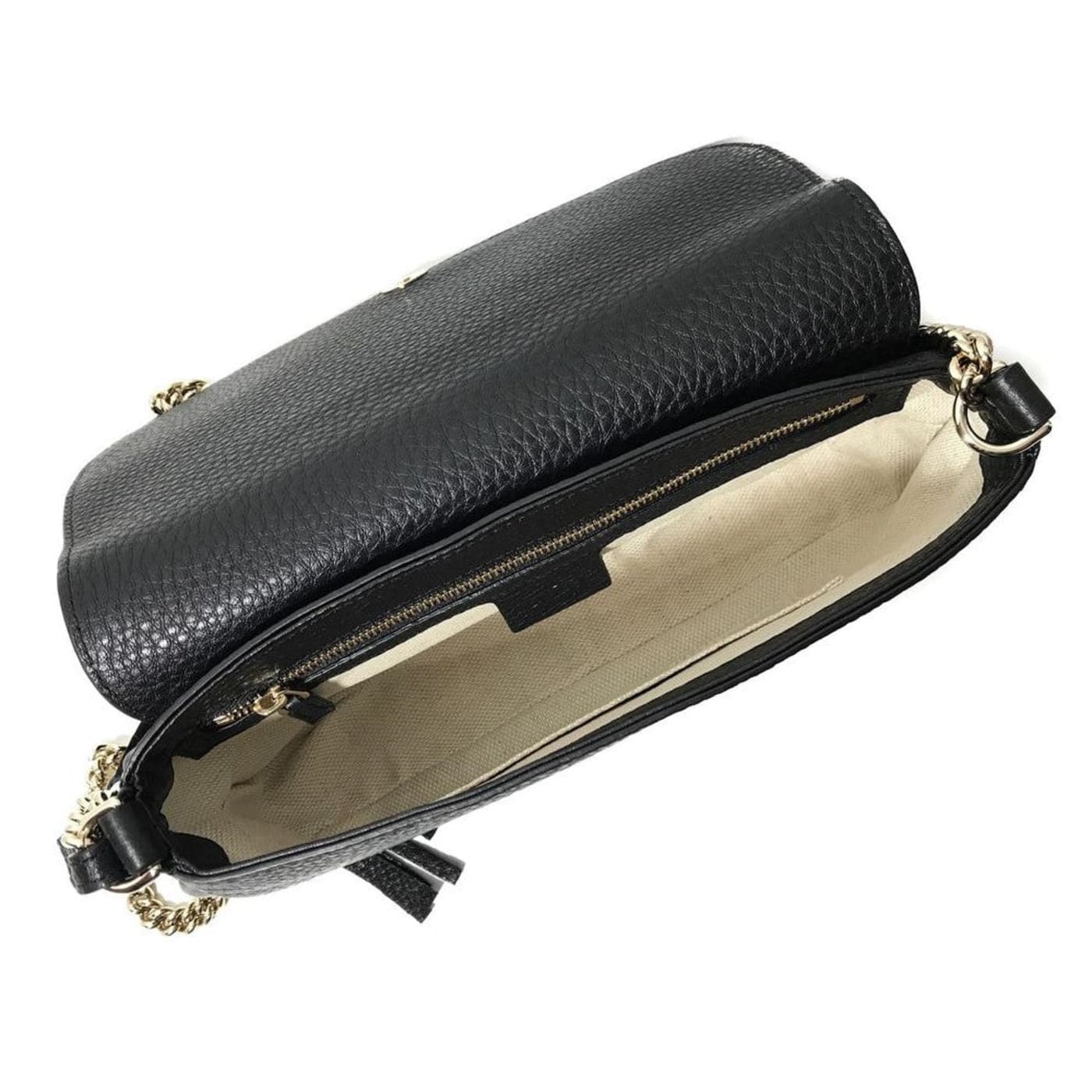 Gucci Soho Disco GG Black Calf Leather Tassel Chain