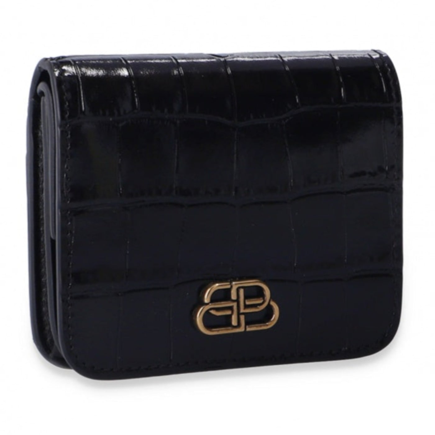 Balenciaga Black Calf Leather Crocodile Embossed Wallet - 11LD7A