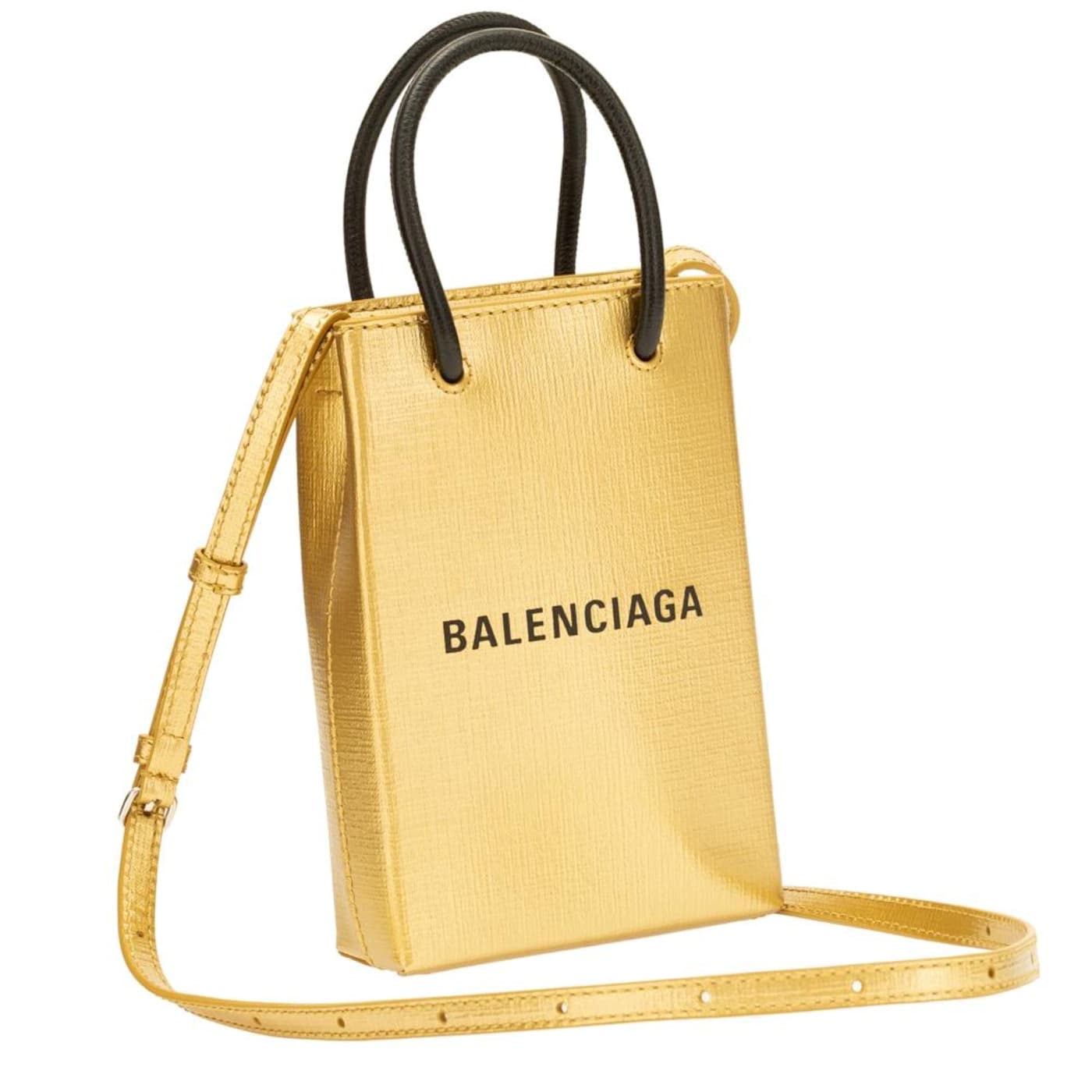 Balenciaga Gold Calfskin Leather Shopper Crossbody Bag 14RYBA