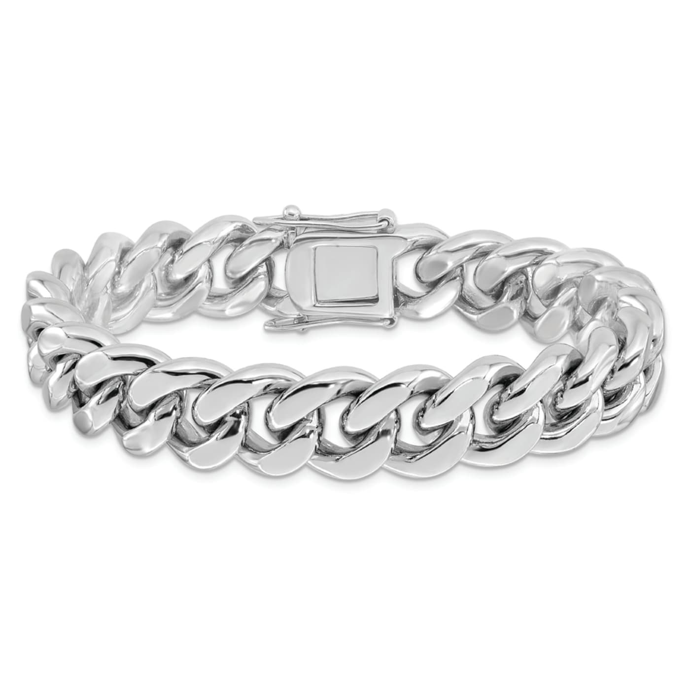 おすすめ Rhodium Over Inch 8.5 Men's Link Curb Silver Sterling アクセサリー