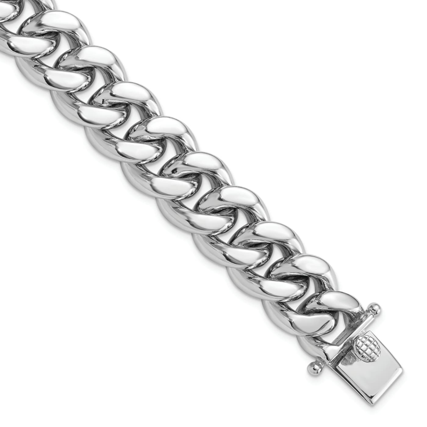 偉大な Link Curb Silver Sterling Over Rhodium Men's Inch 8.5 アクセサリー