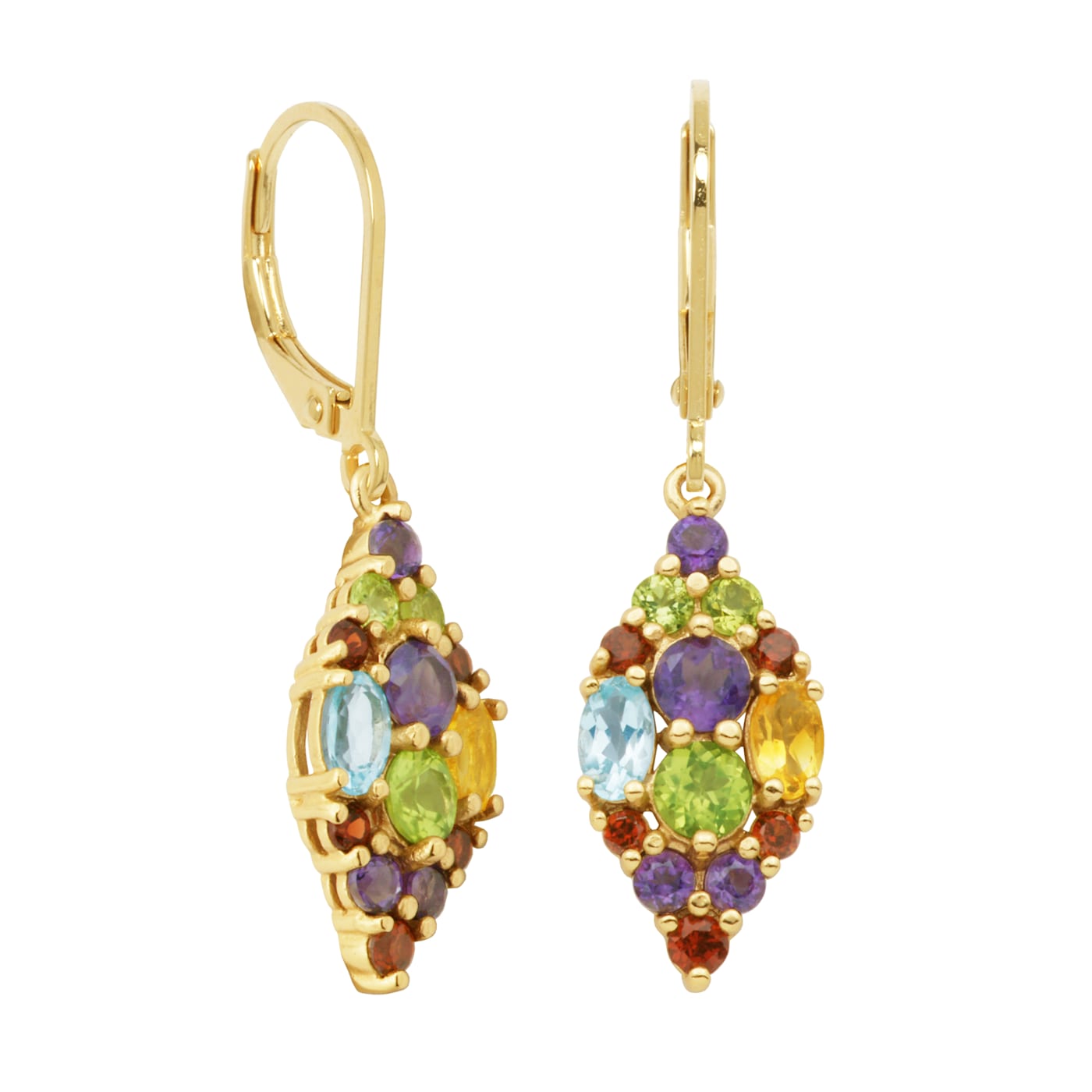 Multi Color Multi Gemstone 18k Yellow Gold Over Sterling Silver