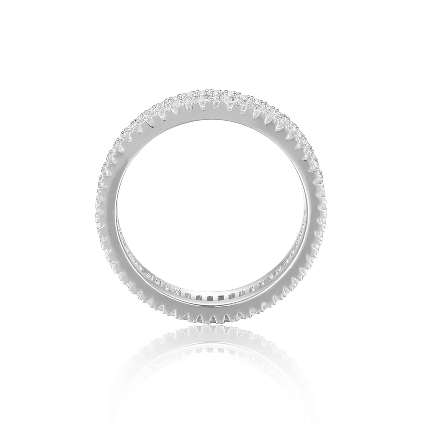 Round and Baguette White Topaz Sterling Silver Eternity Band