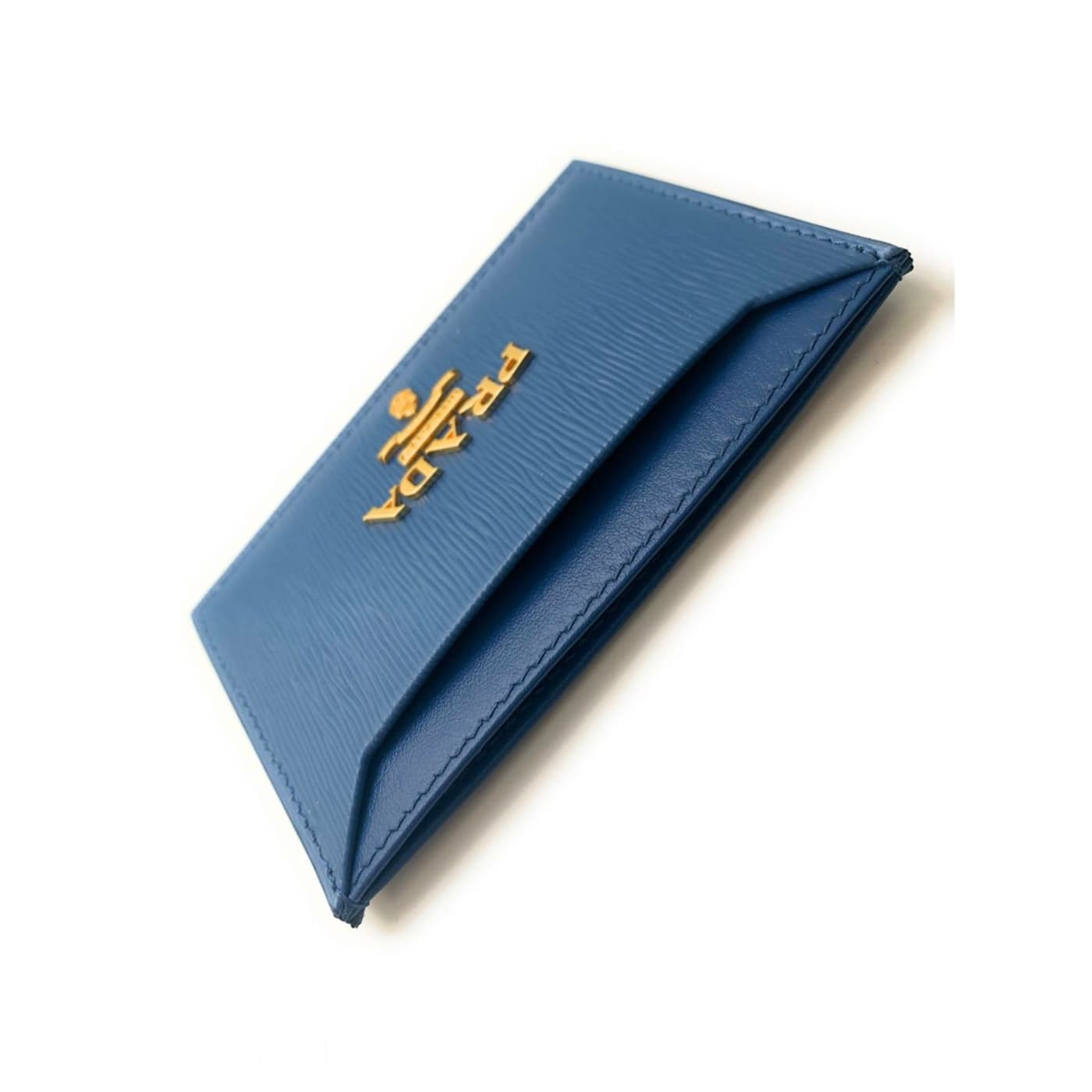 Prada Vitello Move Cobalt Blue Leather Small Card Case Wallet 16126A