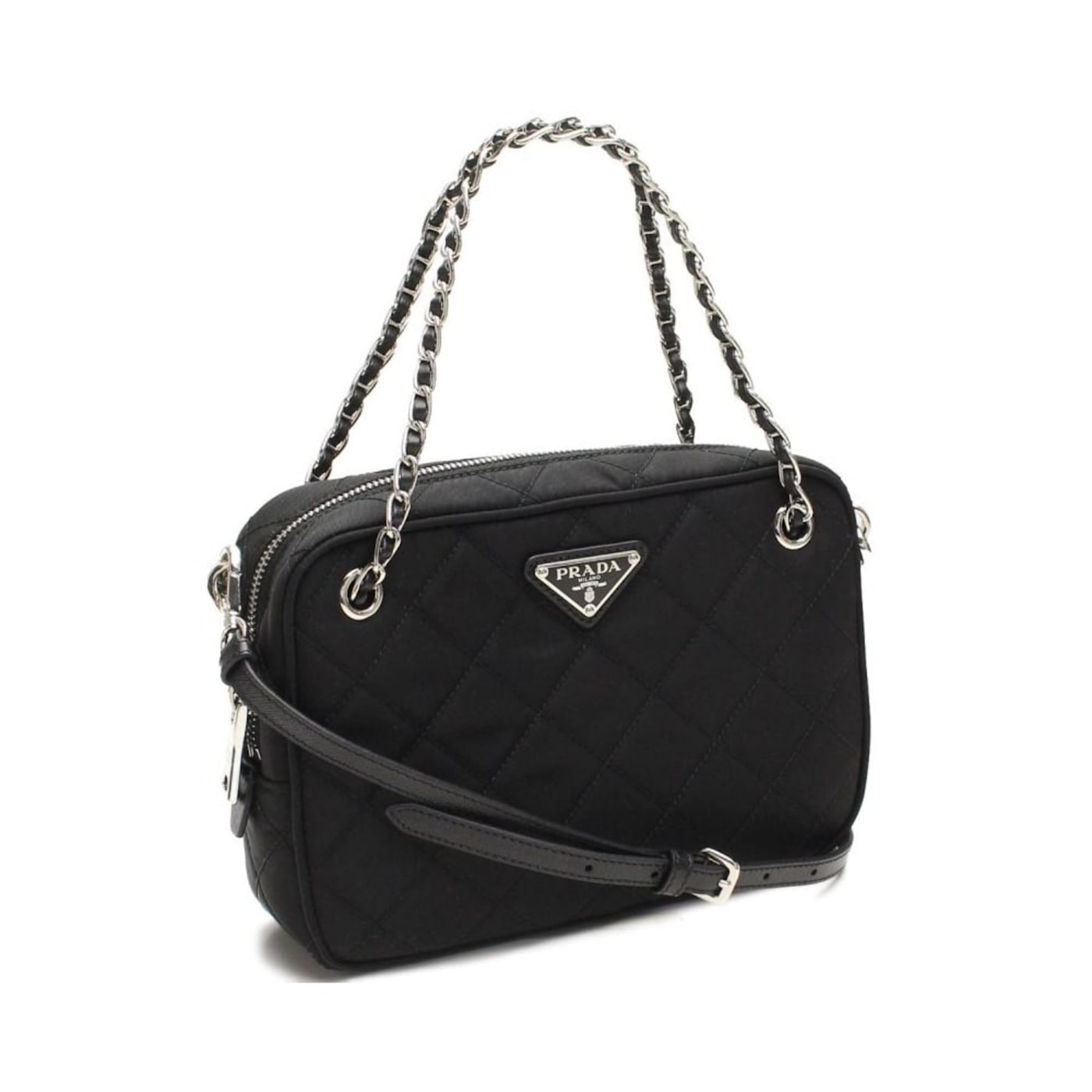 割引価格 Prada Re-Edtion Crossbody Logo Triangle Black Quilted Nylon ハンドバッグ