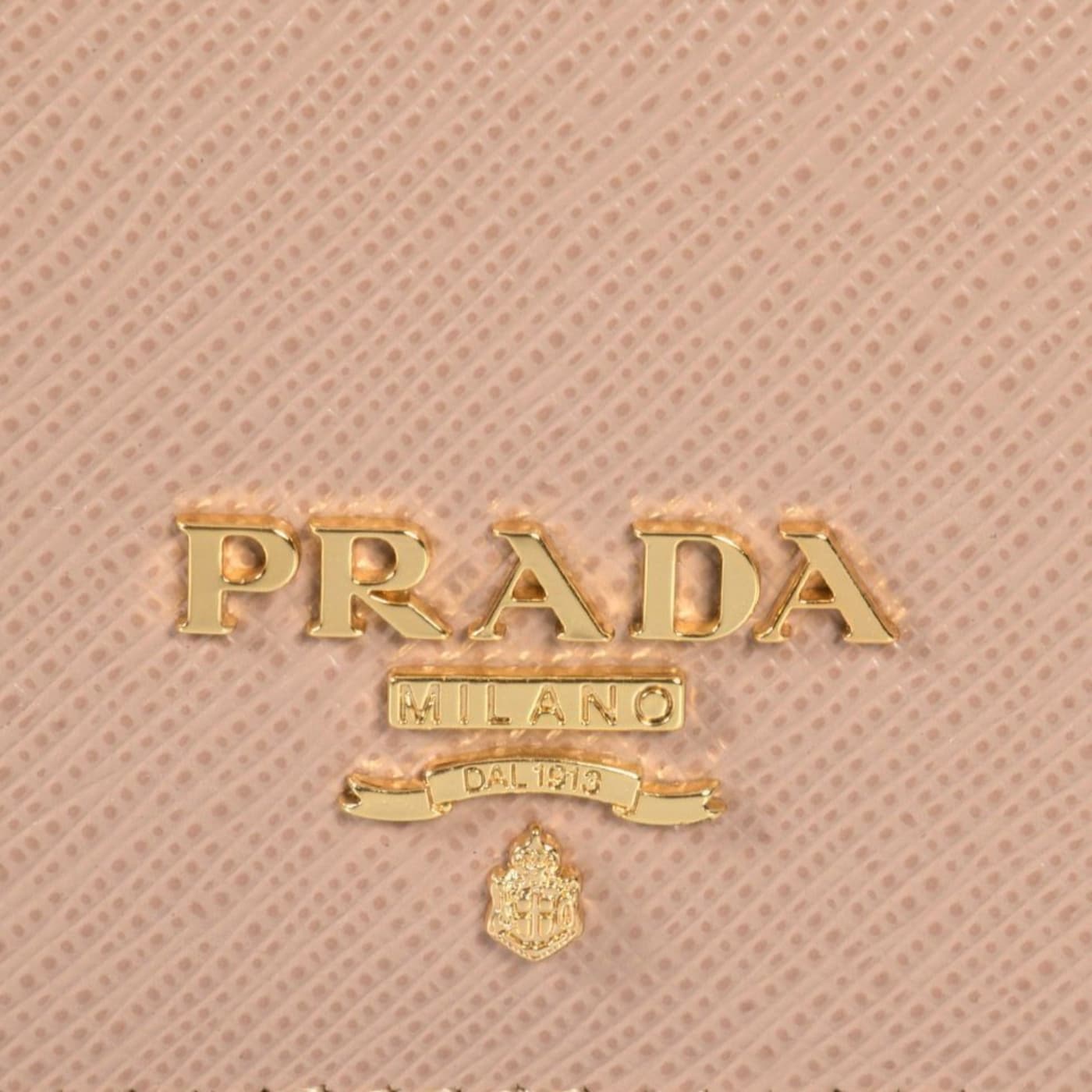 【めっちゃ変わる】 Prada Cammeo Holder Card Credit Leather Saffiano Beige 小物