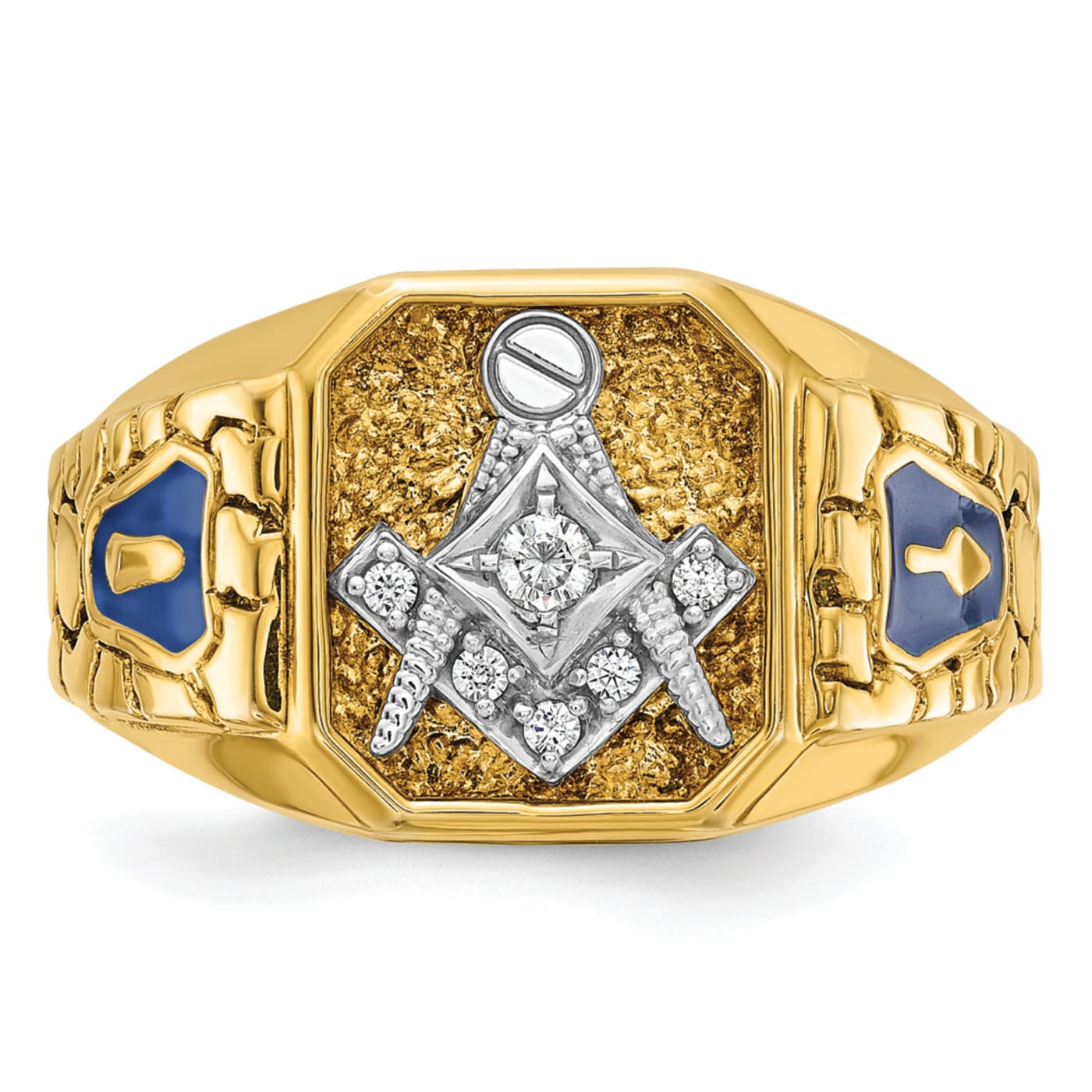 10k Two-Tone Masonic Diamond Ring – Welch & Company Jewelers