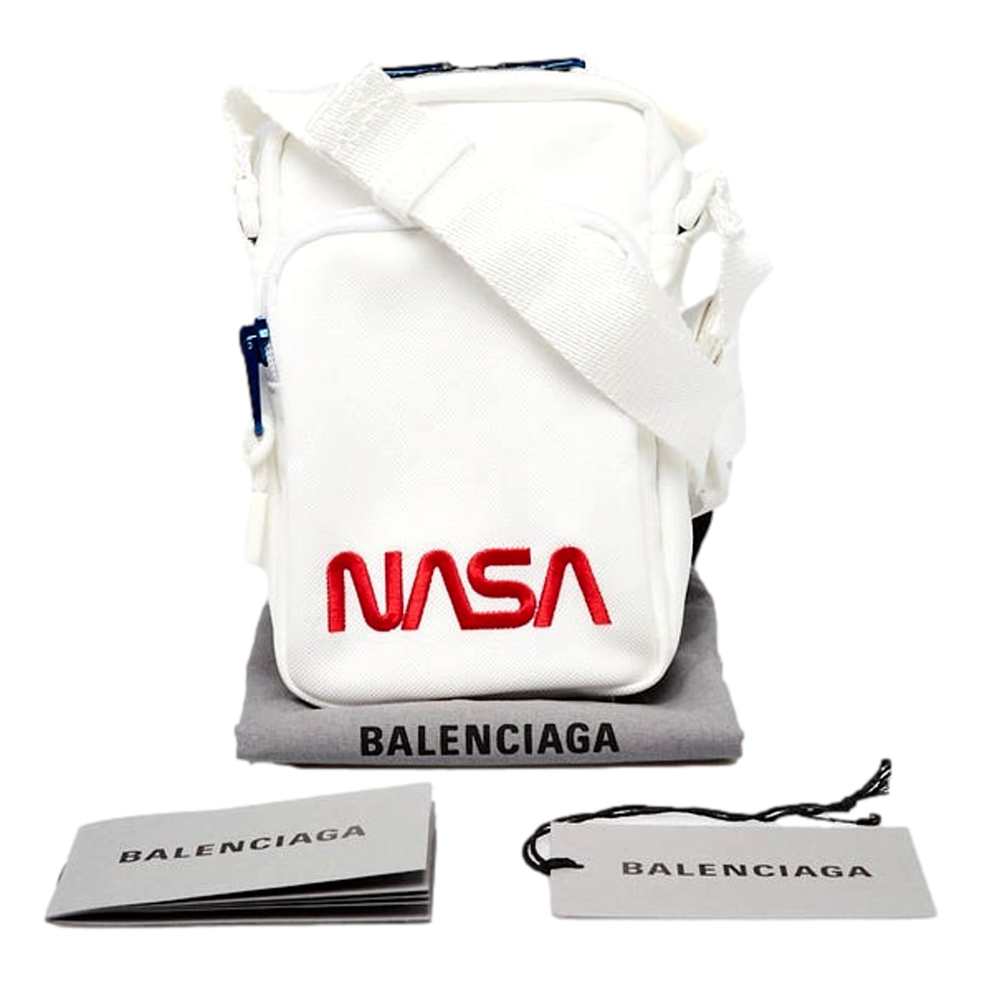 Balenciaga Nasa Logo Phone Holder Crossbody Bag White Recycled Nylon 187YKA
