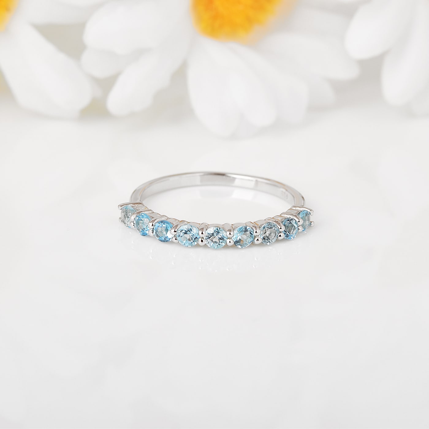 London Blue Topaz & Diamond Bezel Ring in 14k Yellow Gold