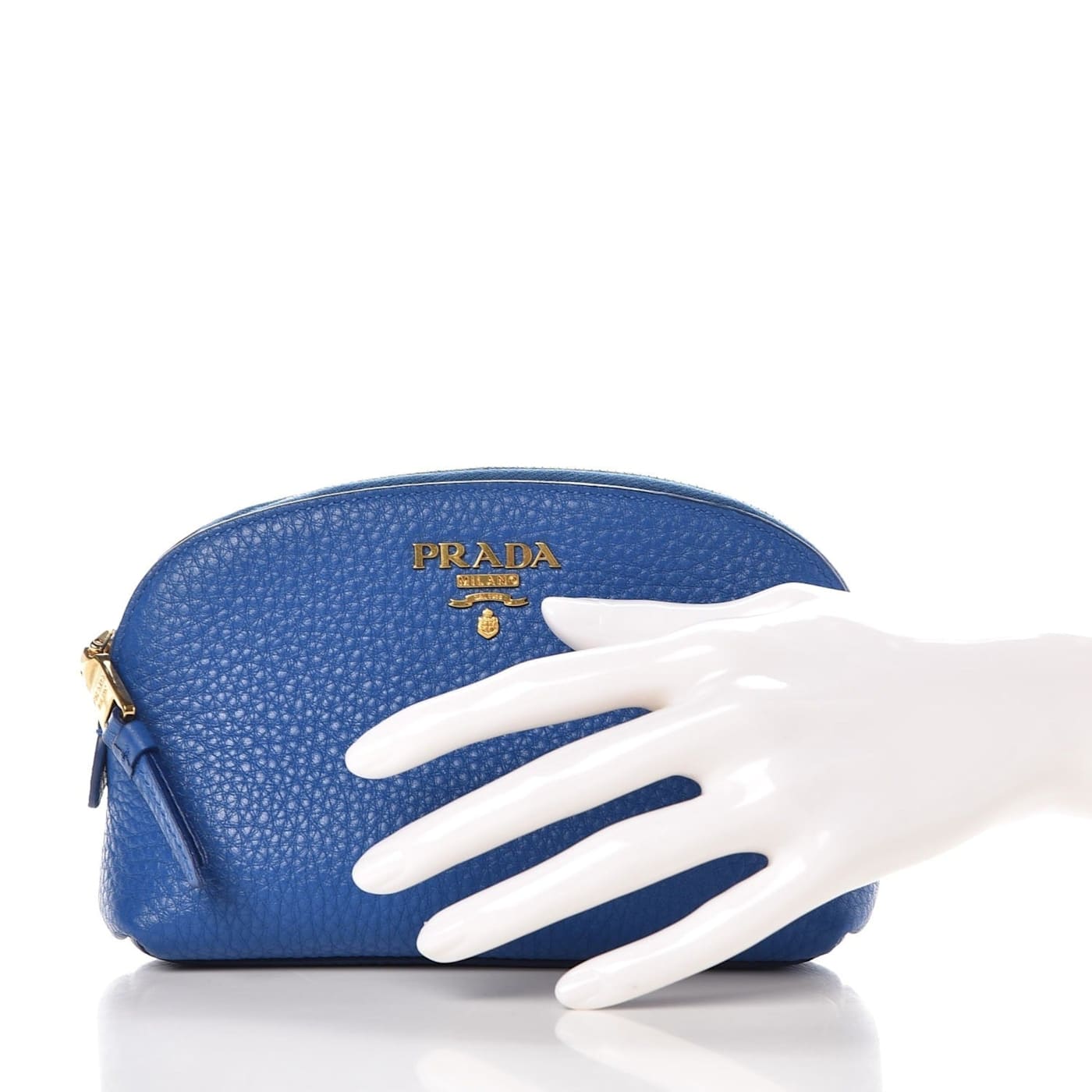Prada Contenitore Azzurro Blue Vitello Daino Vanity Cosmetic