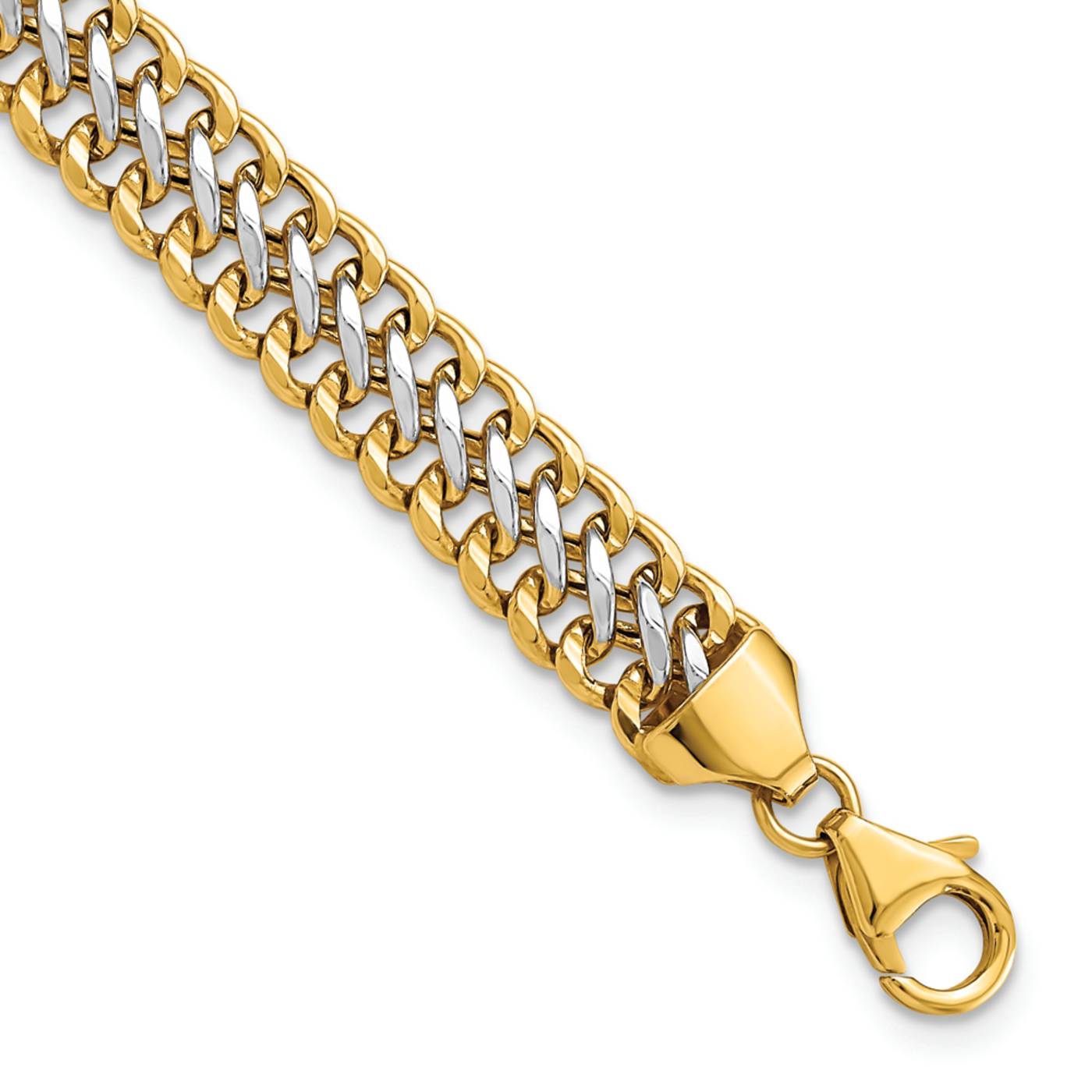14k Two-tone Gold Polished 7.4mm Fancy Link Bracelet - 1PF11A