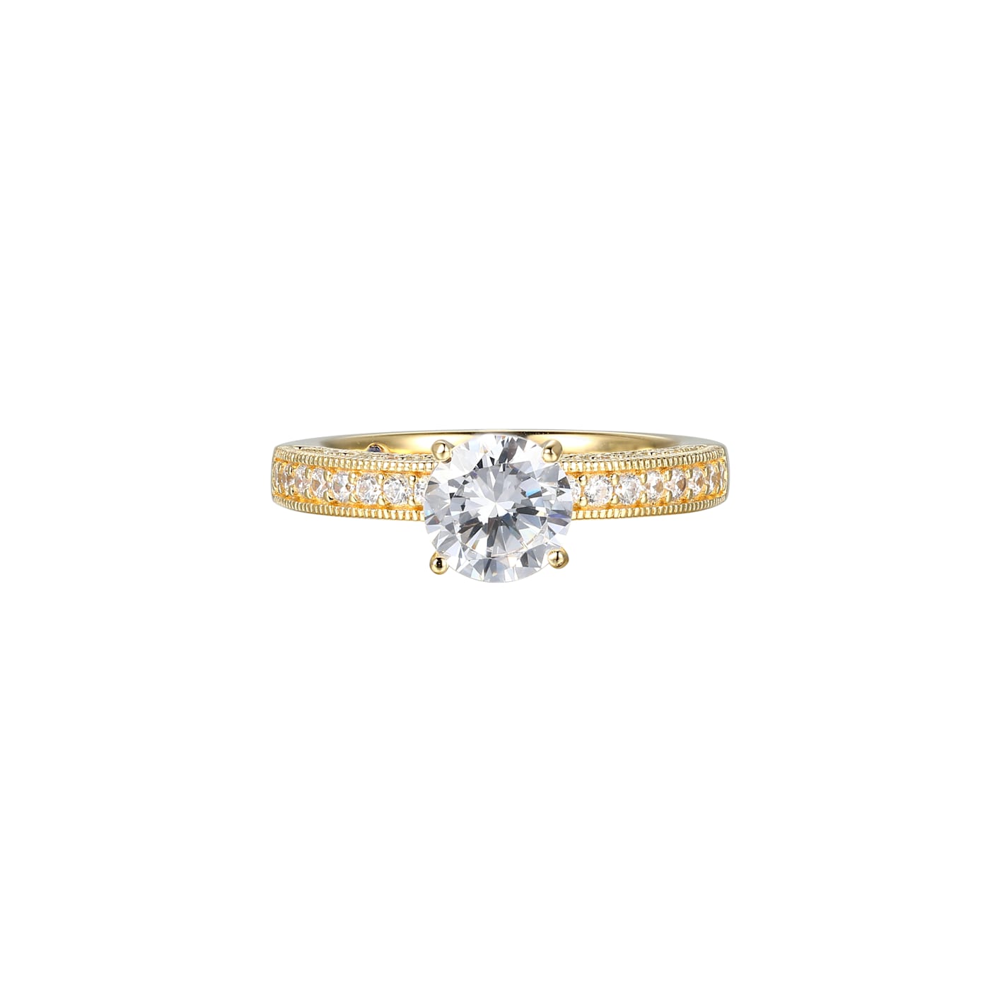 White Cubic Zirconia 18k Yellow Gold Over Sterling Silver
