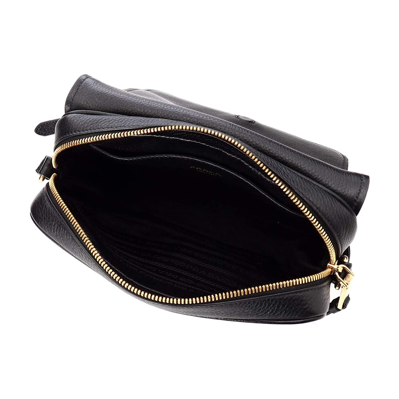 Prada Vitello Phenix Black Leather Flap Crossbody Bag - 13DYPA