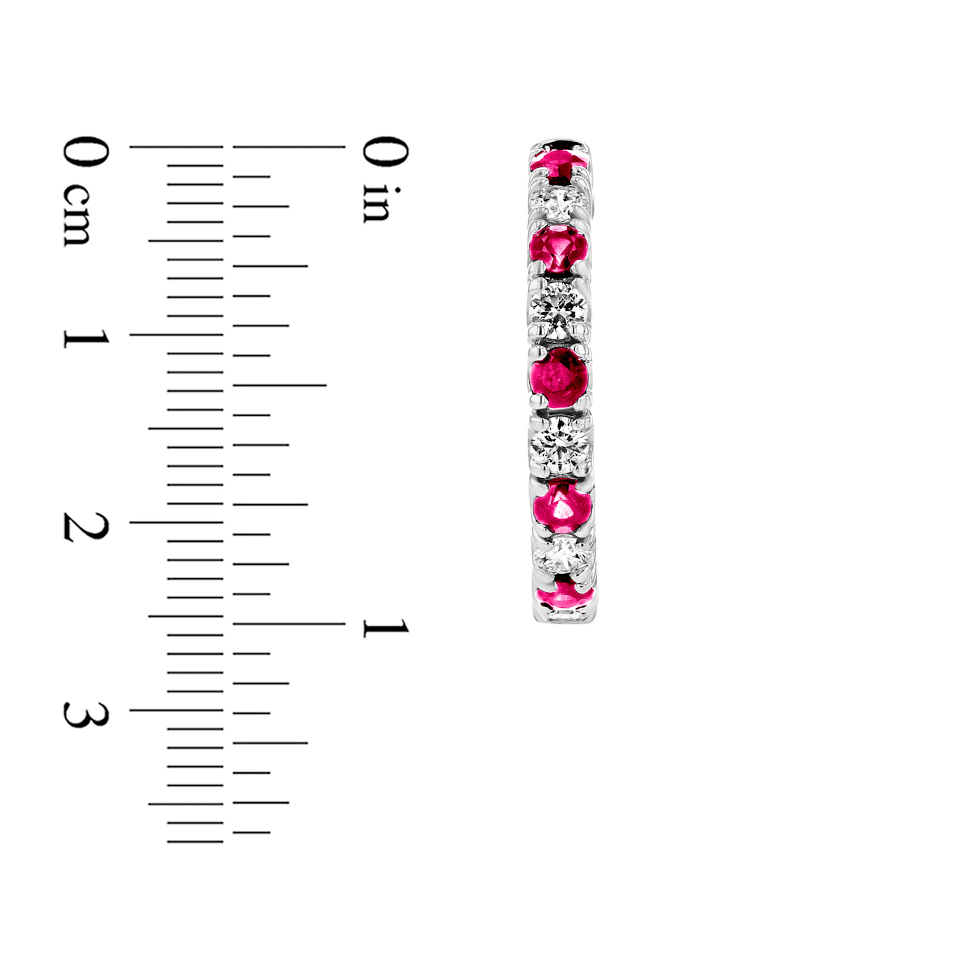 3.58ctw Ruby and Diamond Hoop Earrings in 14k White Gold - 1DH43C