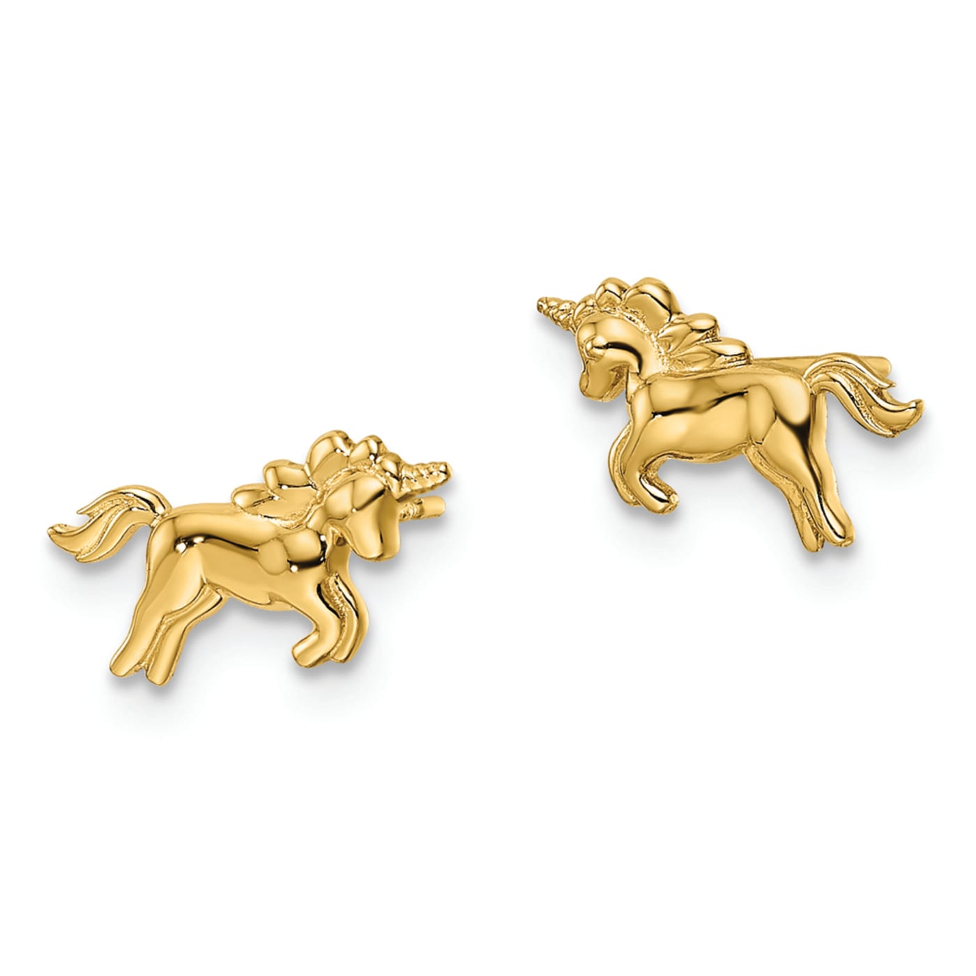 ピアス STONEHENgE Unicorn 14k earrings 14 Karat Yellow Gold Kids Unicorn Stud Earrings | SuperJeweler