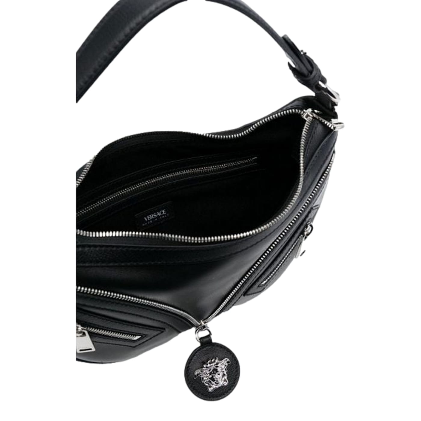 Versace Repeat La Medusa Small Hobo Shoulder Bag Black