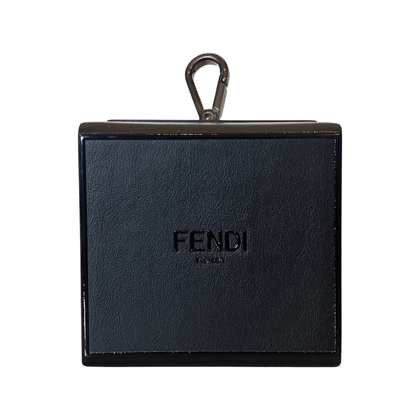 Fendi Roma Mini Box Black Leather Key Ring Charm - 1CHBRA