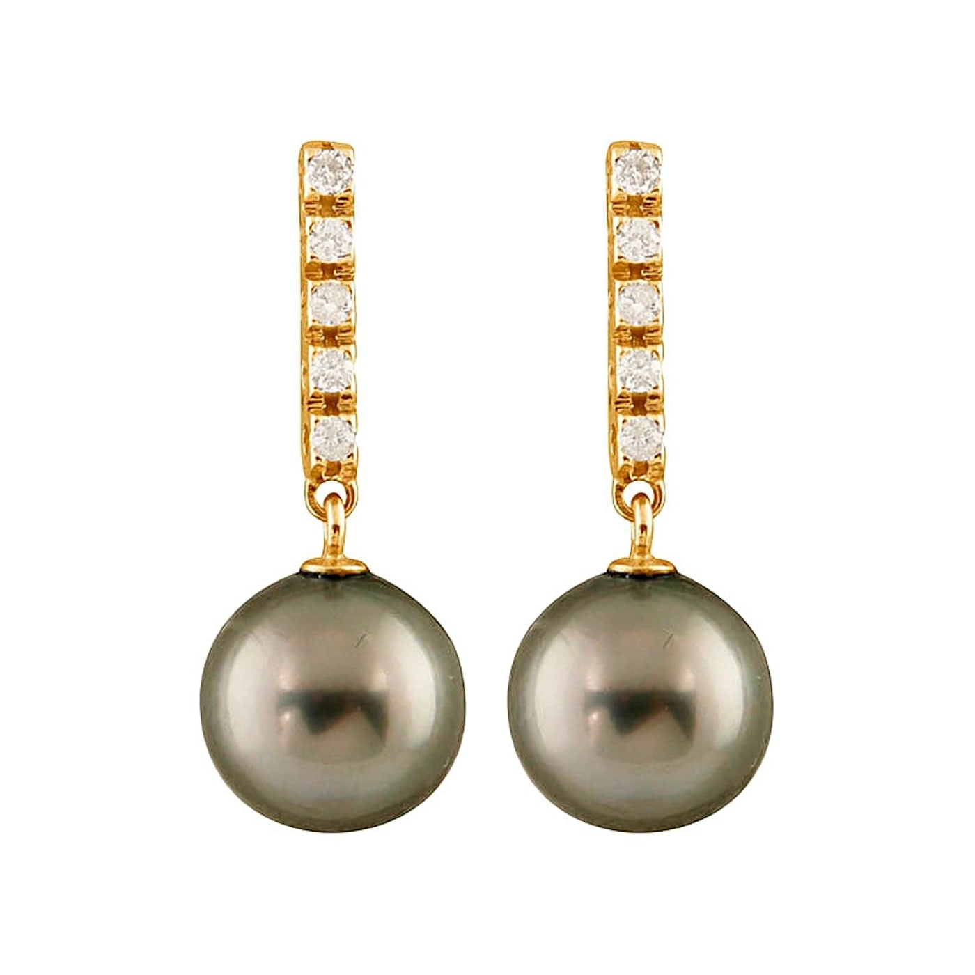 9-9.5mm Cultured Tahitian Pearl With 0.20ctw Diamond 14k Yellow