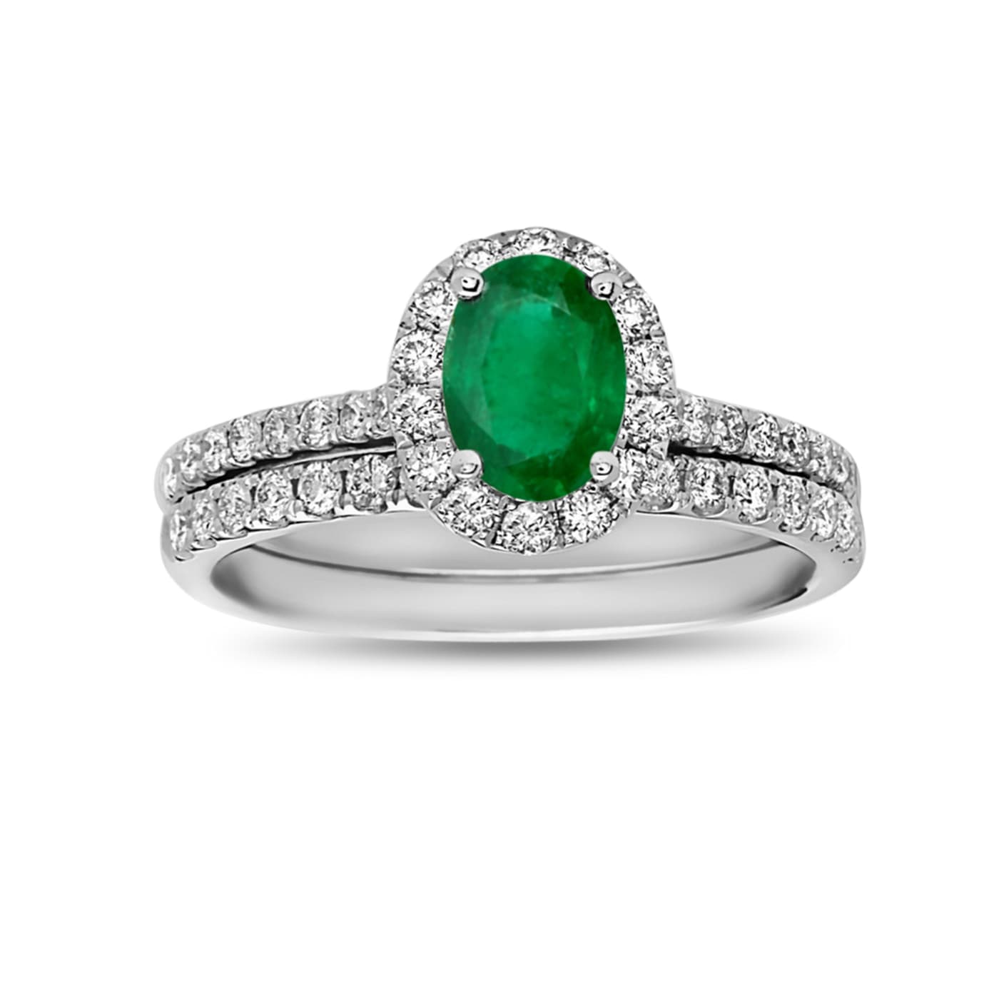 1.12 Ctw Emerald With 0.10 Ctw White Diamond Ring in 14K YG