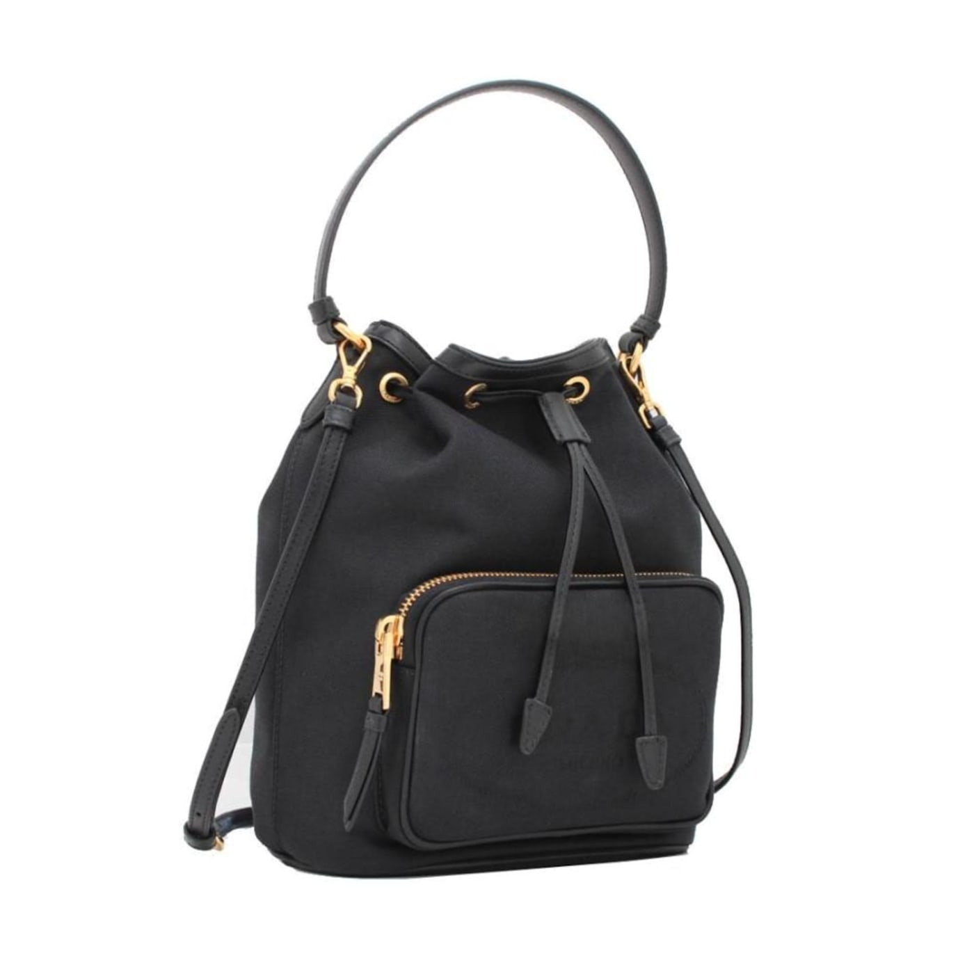 高評価なギフト Prada Black Canvas Jacquard Logo Convertible Small Bucket ジャケット・アウター