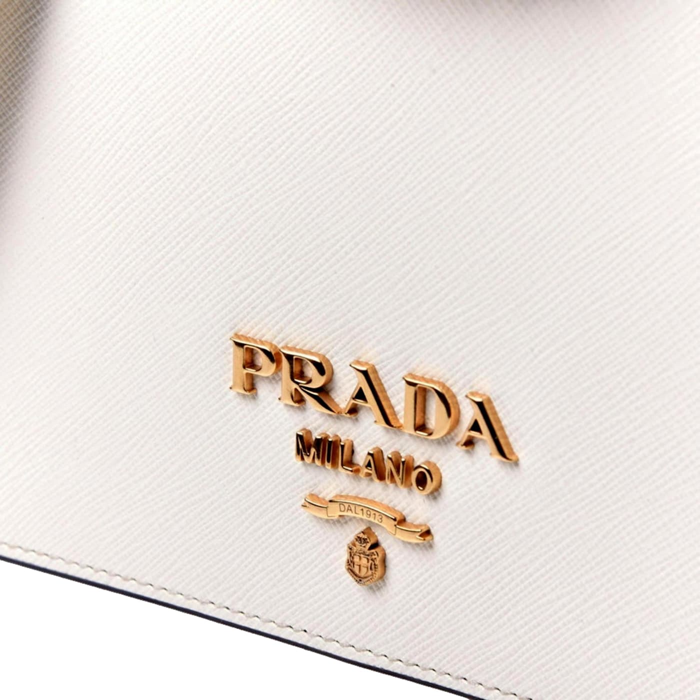 Prada Bianco White Black Saffiano Leather Chain Crossbody Bag 17YB9A