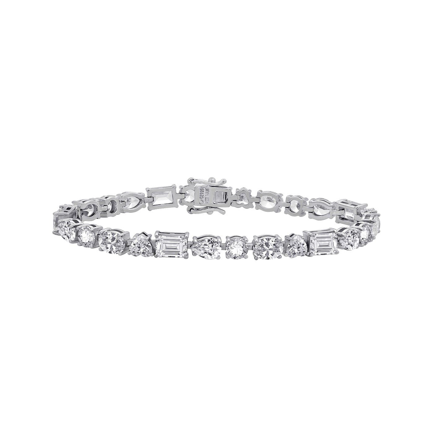 White Cubic Zirconia Platinum Over Sterling Silver Tennis