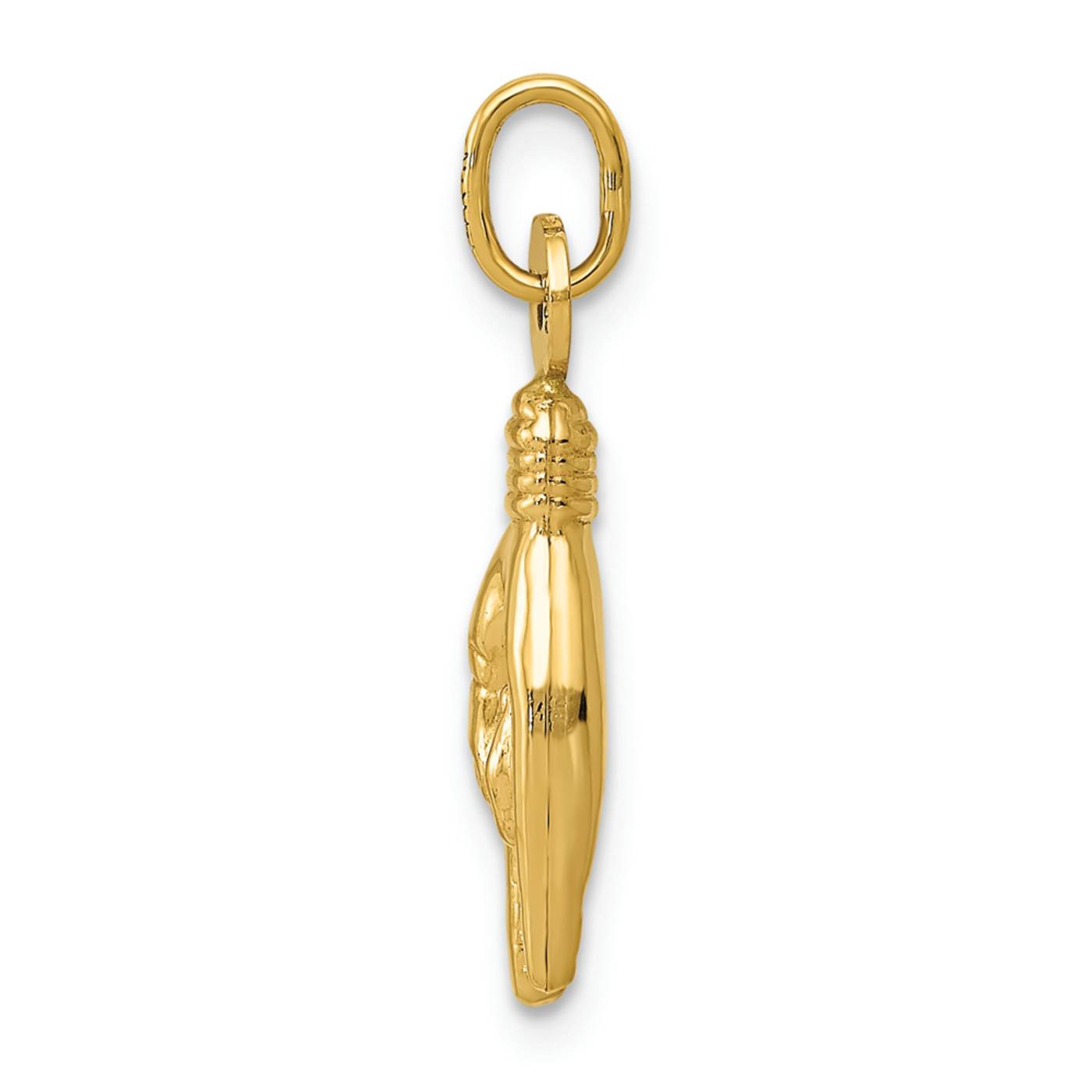14k Yellow Gold 3D Textured Rock On Sign Charm