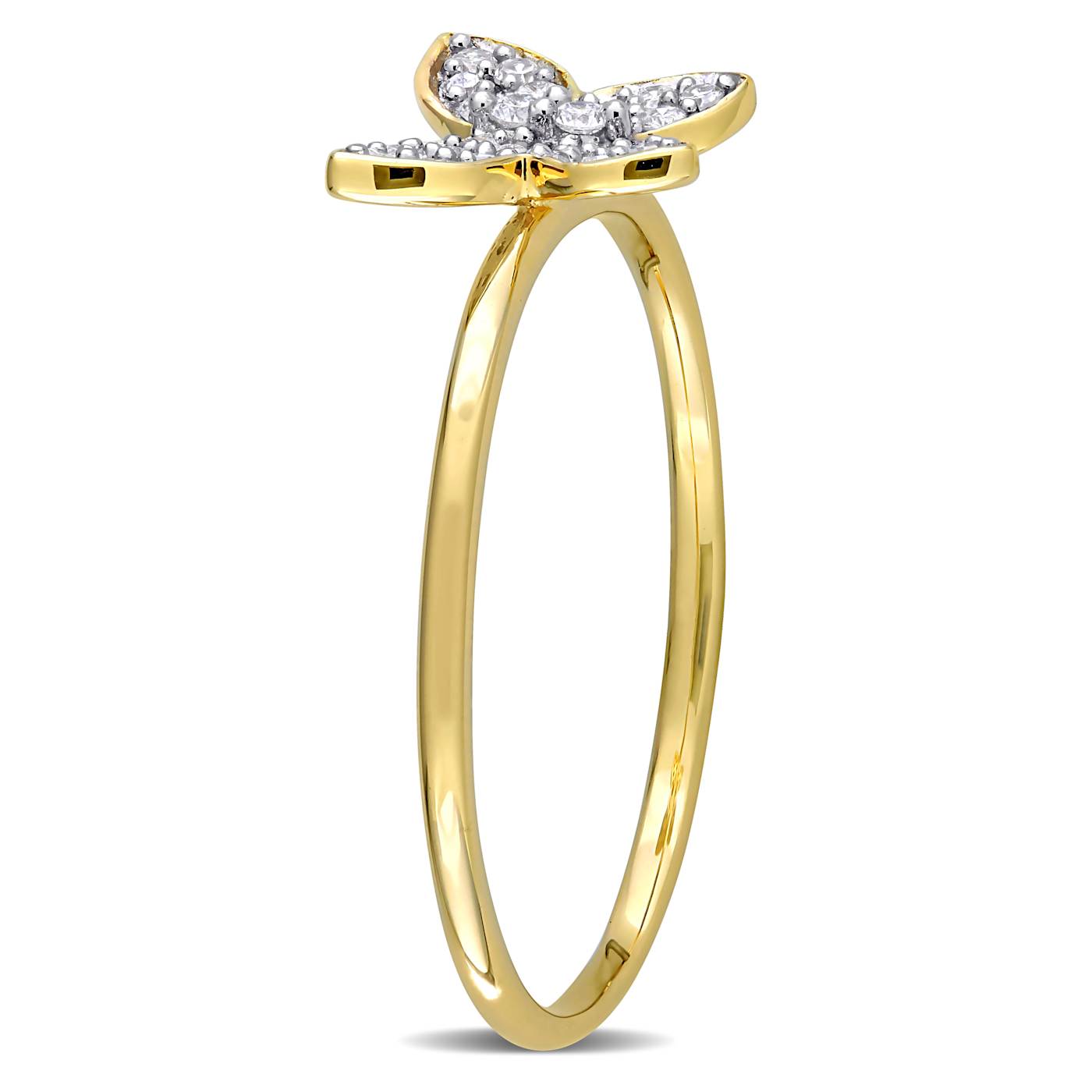 1/8 CT TW Diamond Butterfly Ring in 10K Yellow Gold - 14MVVA