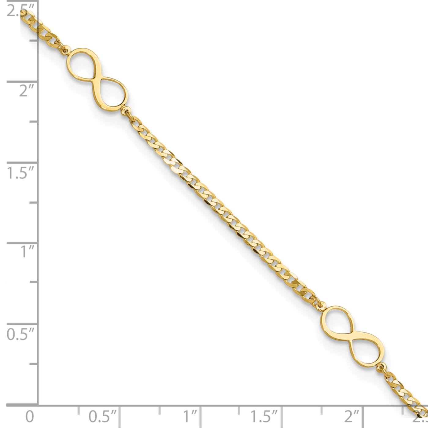 14K Yellow Gold Polished Infinity Symbol 9-inch Plus 1-inch