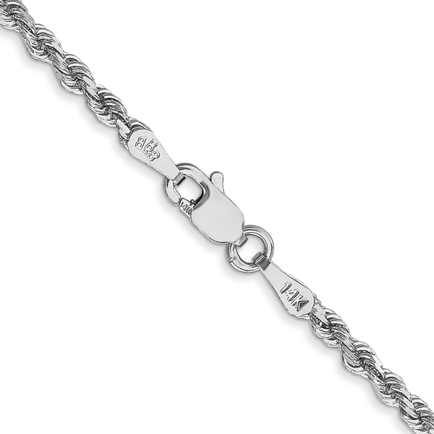 14k White Gold 2.25mm Diamond Cut Rope Chain 26 Inches - VG366N