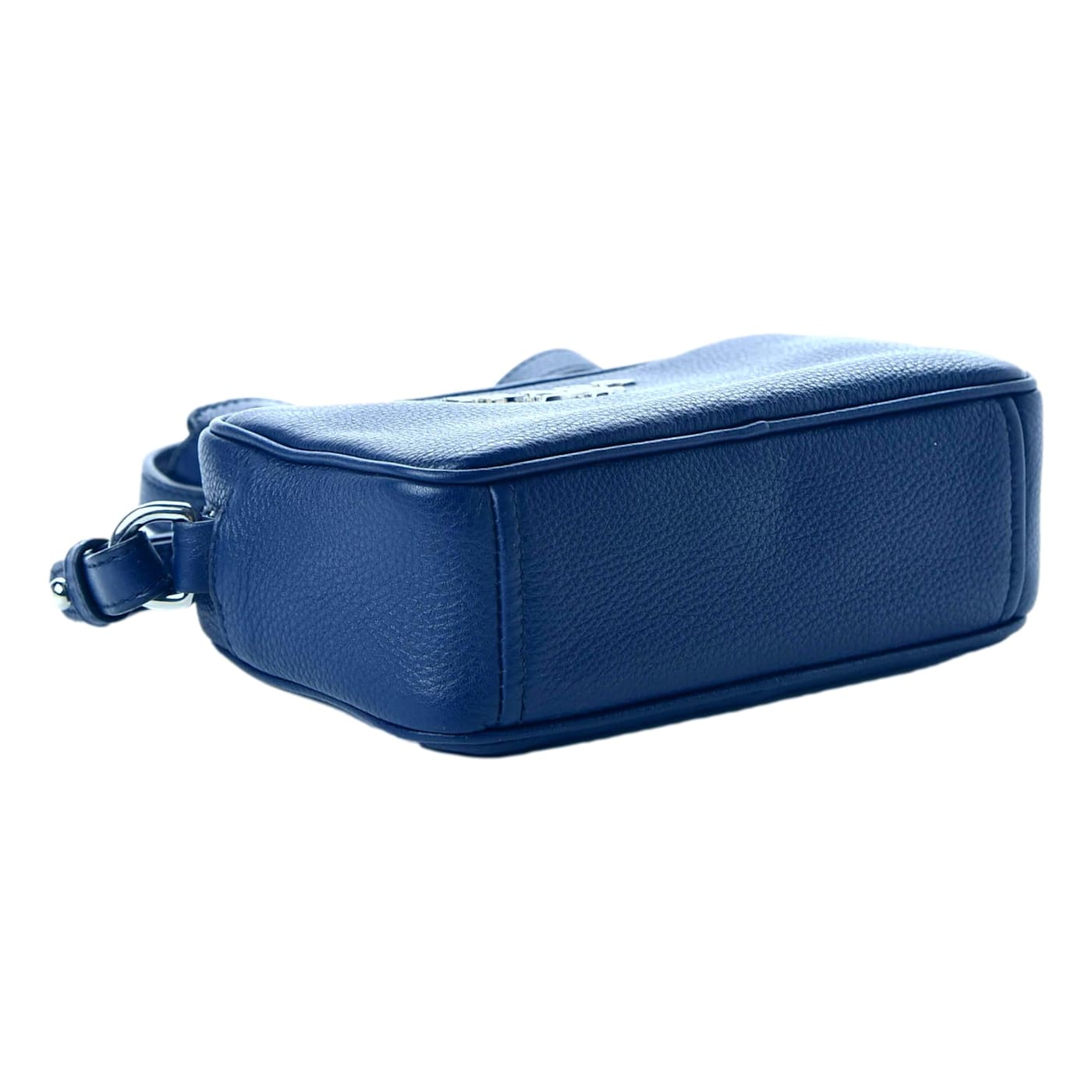 Prada Vitello Phenix Blue Leather Silver Logo Small Camera