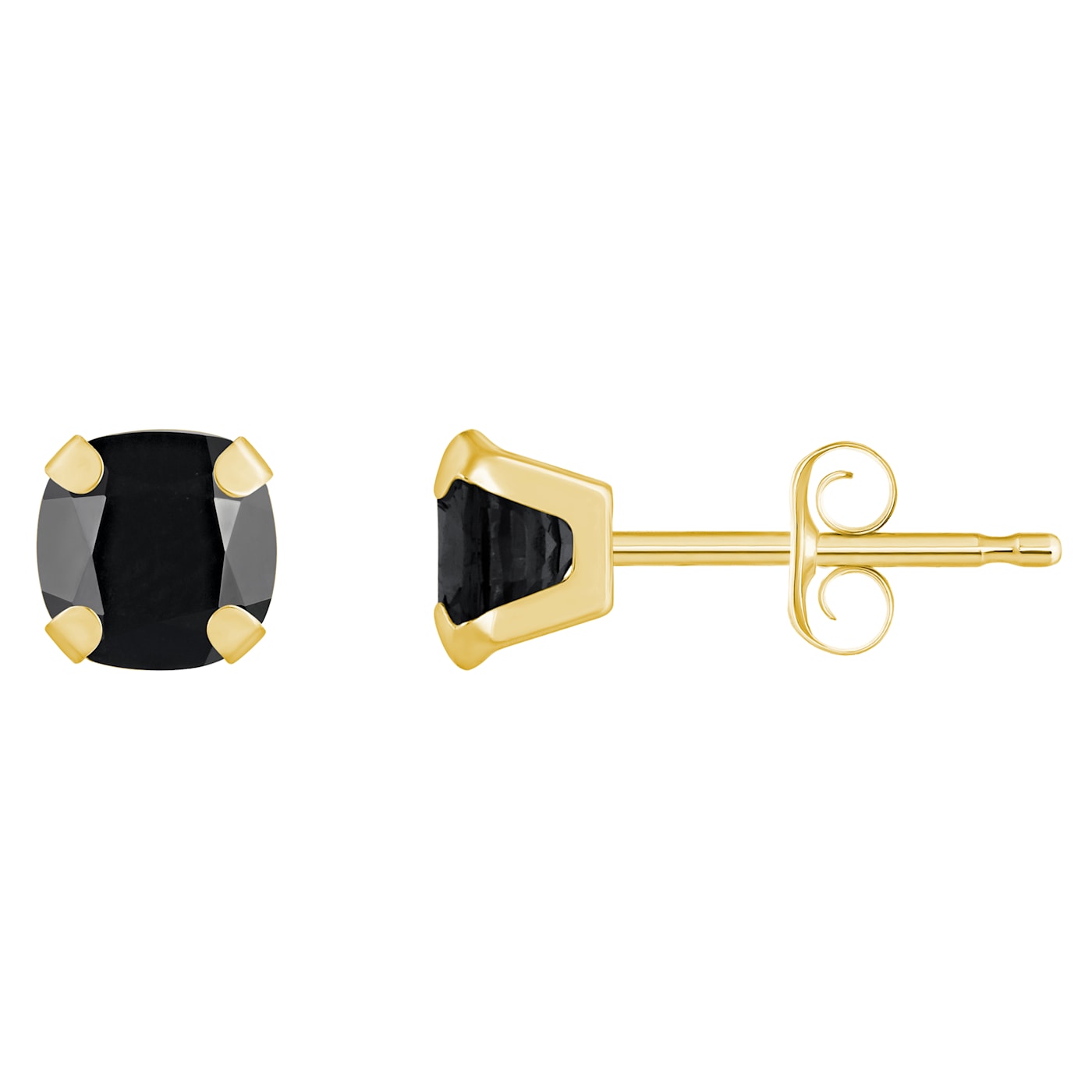 楽天 Black Cushion 5mm Onyx 15B4LI - Earrings Stud Gold Yellow 10k ジャケット・アウター