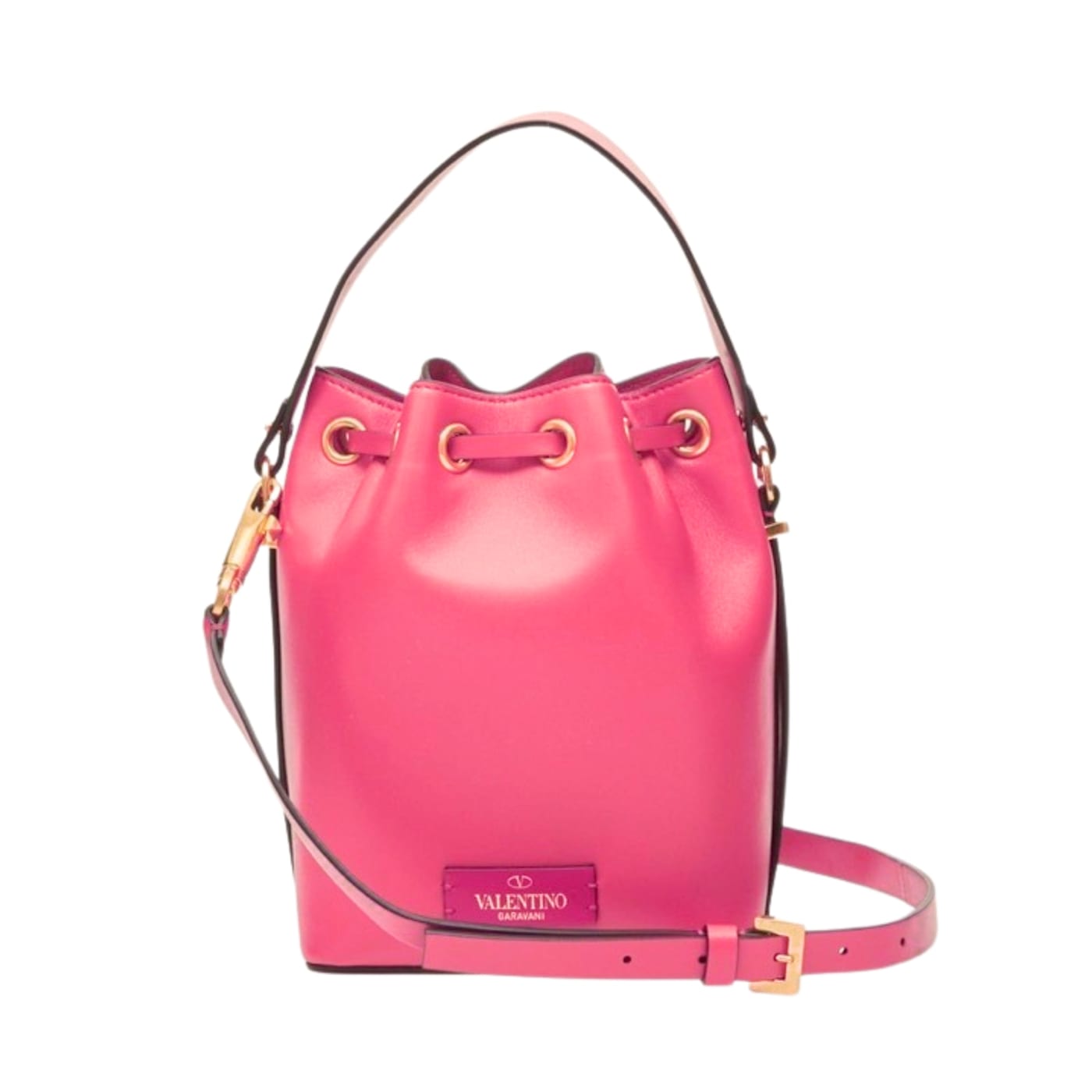 Valentino Garavani VLogo Walk Bucket Crossbody Bag Pink Calf