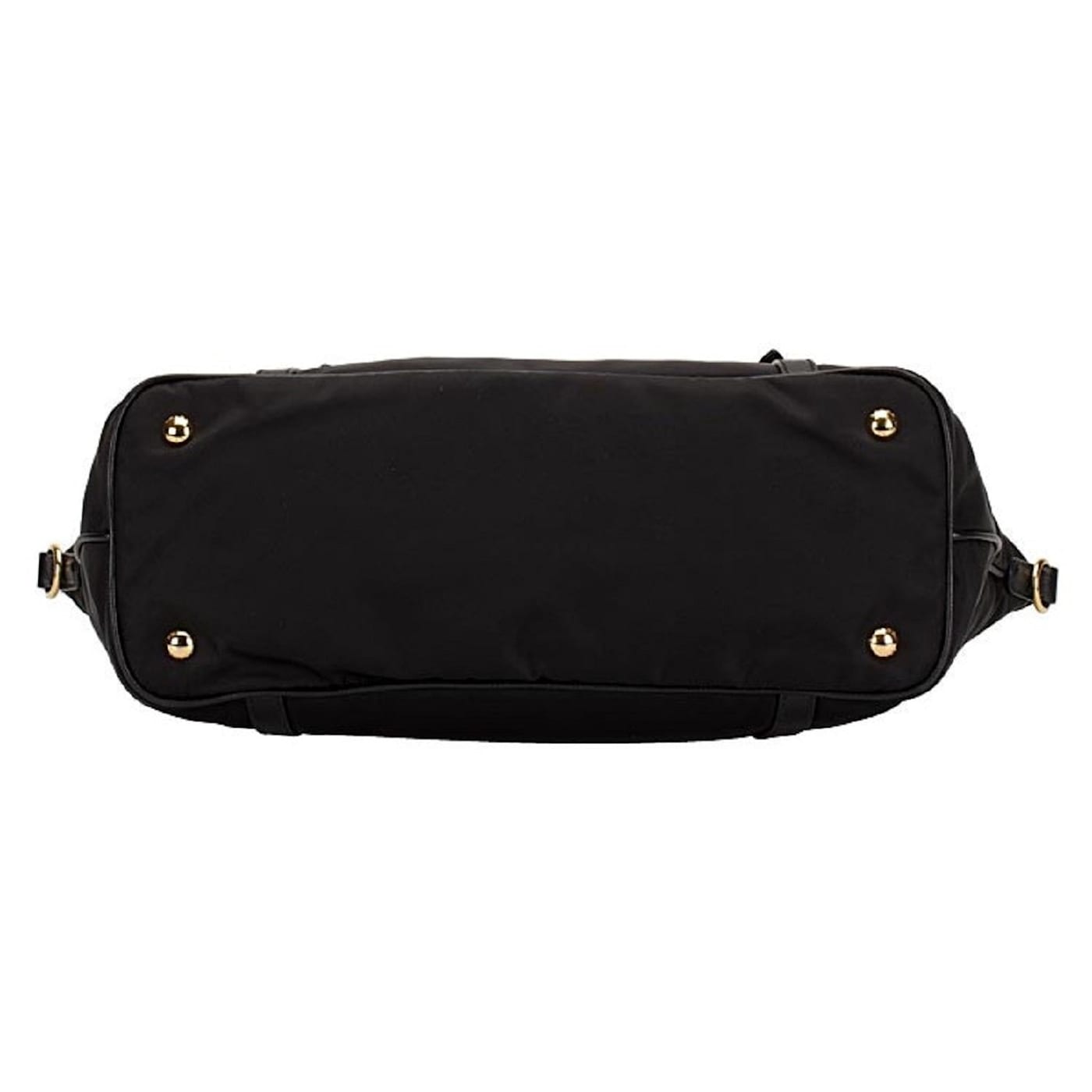 Prada Tessuto Nylon Saffiano Leather Black Top Zip Tote Bag