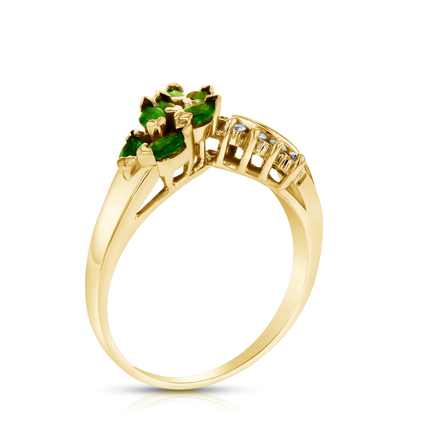 0.59ctw Emerald and Diamond Ring in 14k Yellow Gold - 1CGD2B