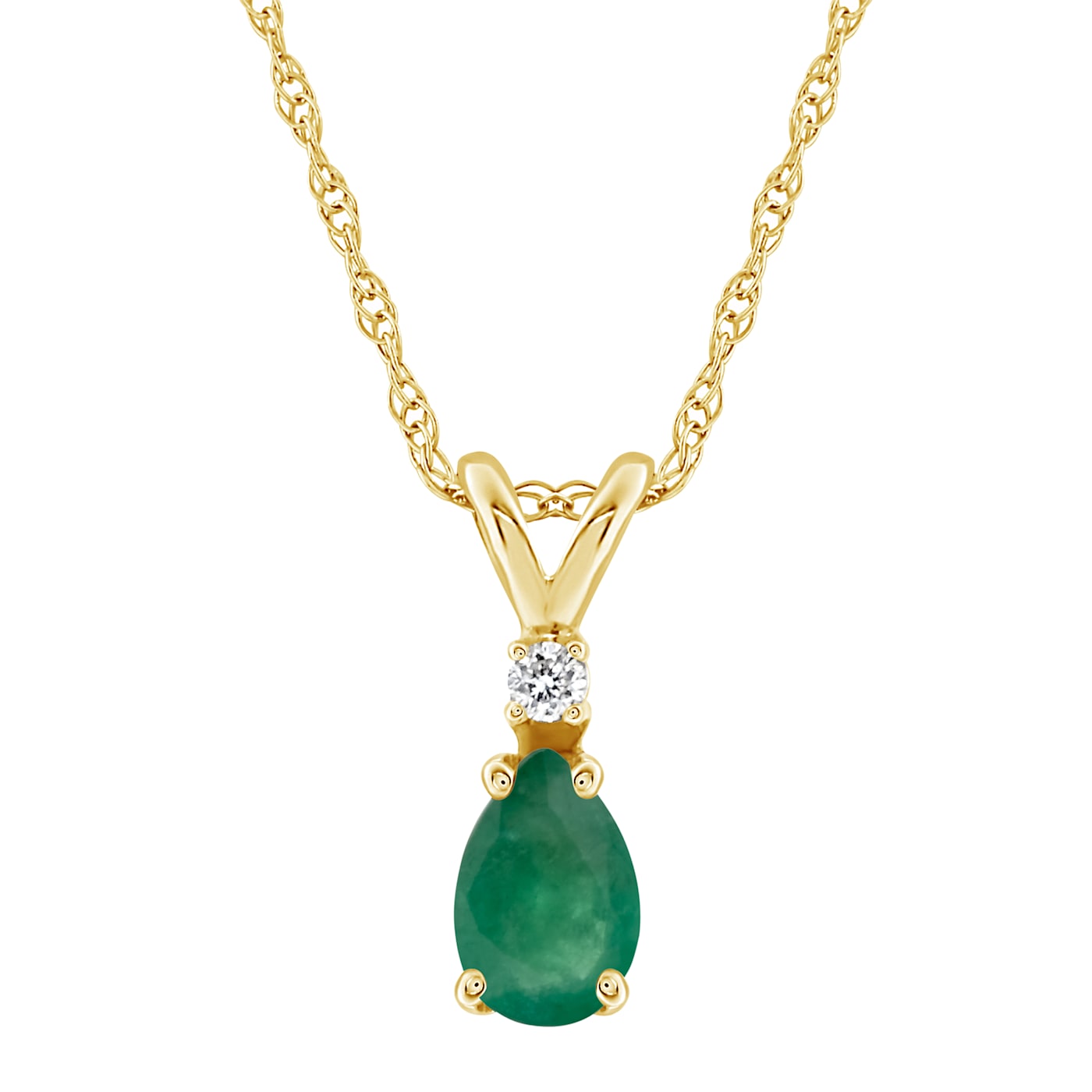 ネットオフ 送料得店  with Emerald Shape Pear 7x5mm Diamond Gold Yellow 14k Accent アクセサリー