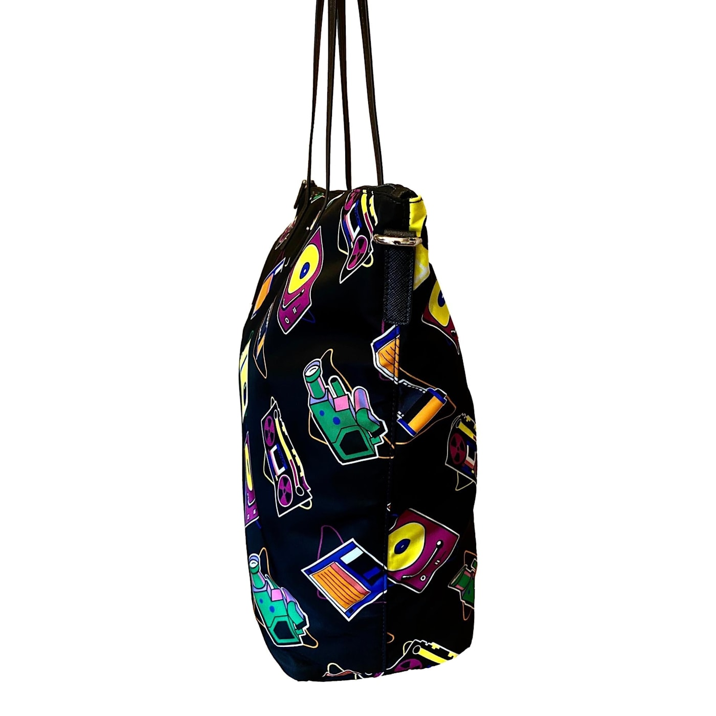 【時間指定不可】 Black Print Cassette Prada Nylon Tote Shopping Convertible 靴