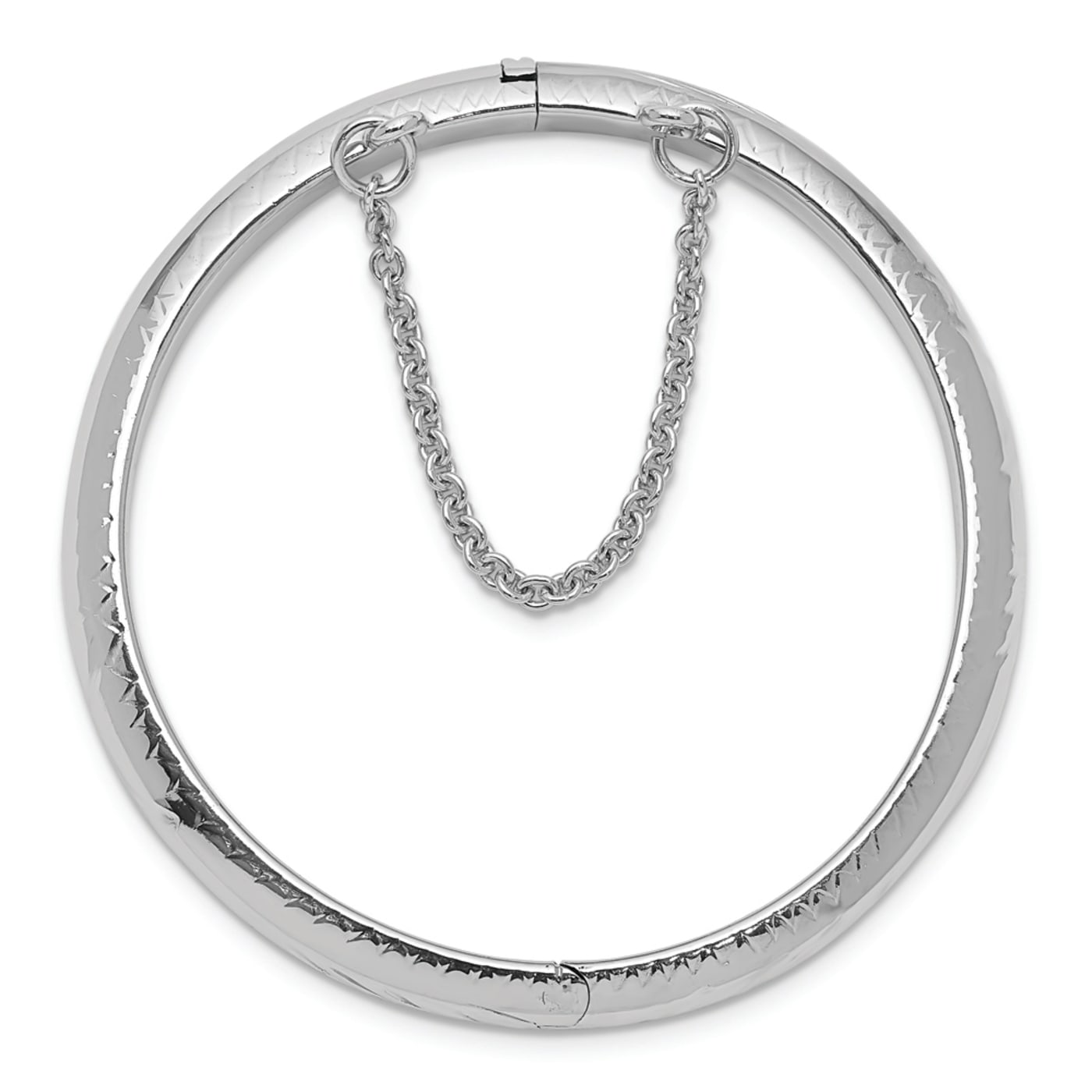 Rhodium Over Sterling Silver Polished and Diamond-cut 5mm