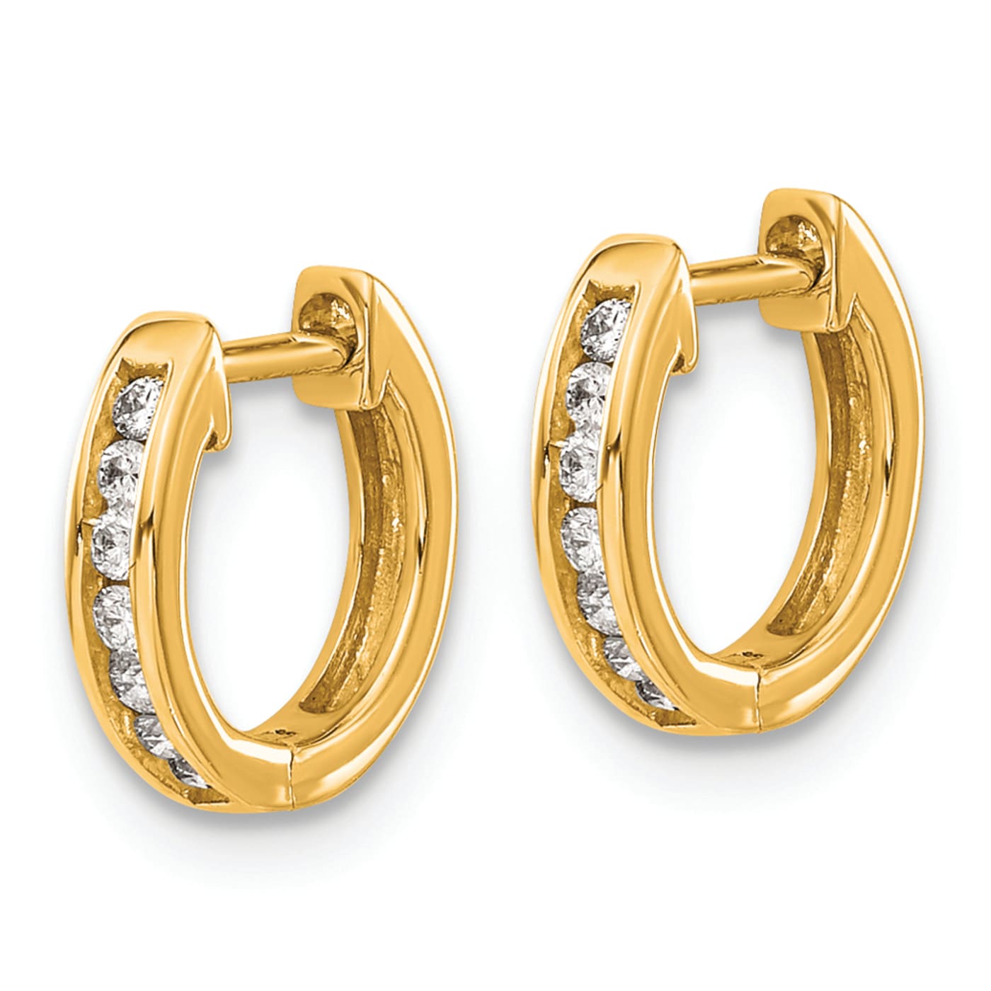 14K Yellow Gold Lab Grown Diamond Hinged Hoop Earrings - 15152B