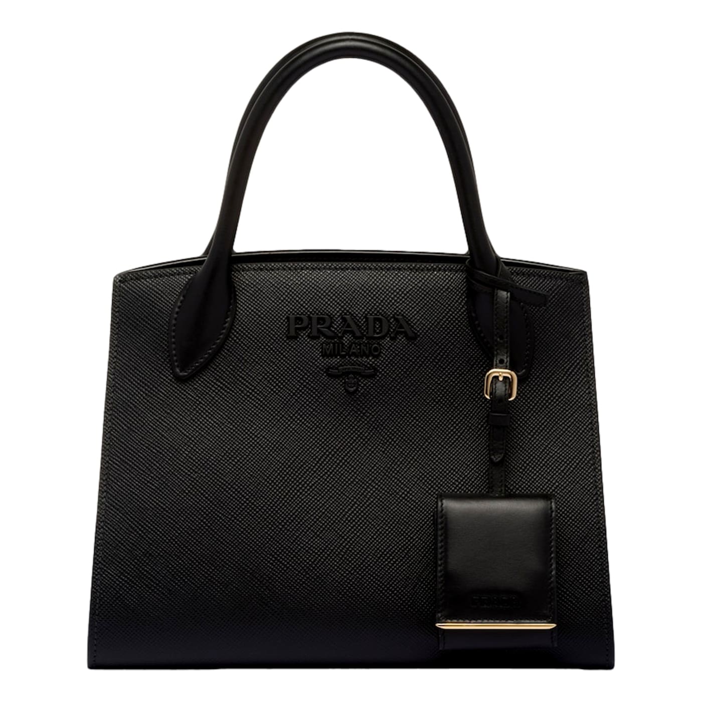 Prada Monochrome Saffiano Top Handle Crossbody Tote Bag Black 1C6RTA