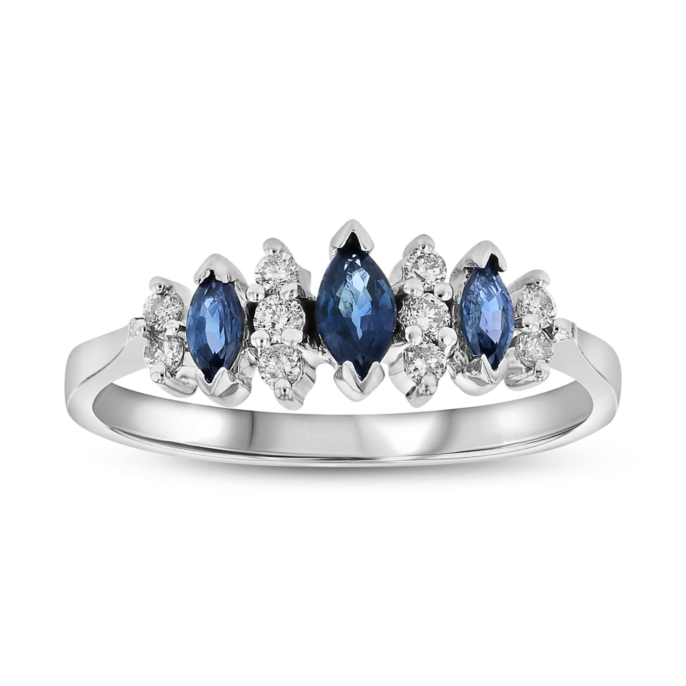 0.55ctw Marquise Sapphire and Diamond Ring in 14k White Gold