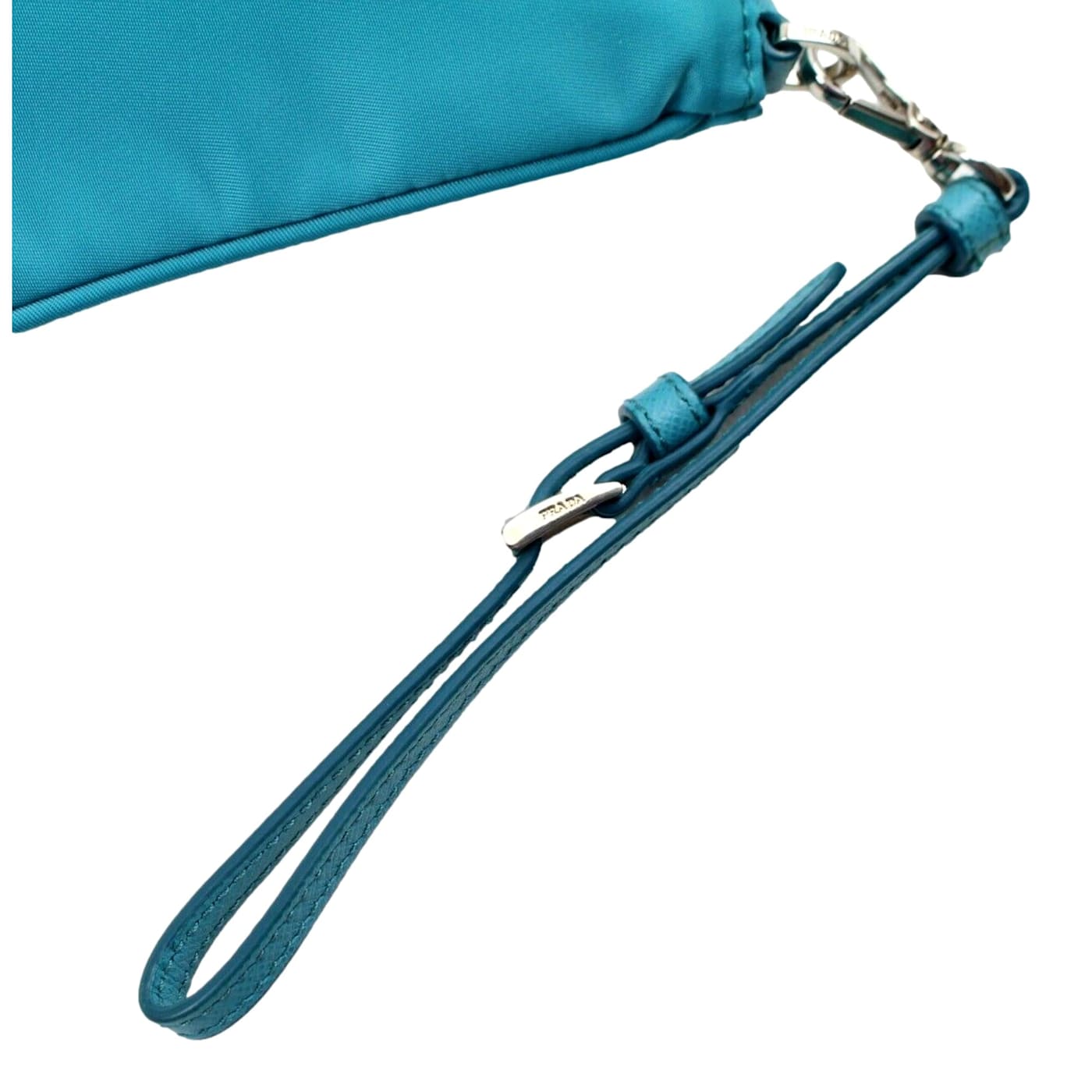 Prada Tessuto Turquoise Nylon Cosmetic Case Wristlet Clutch
