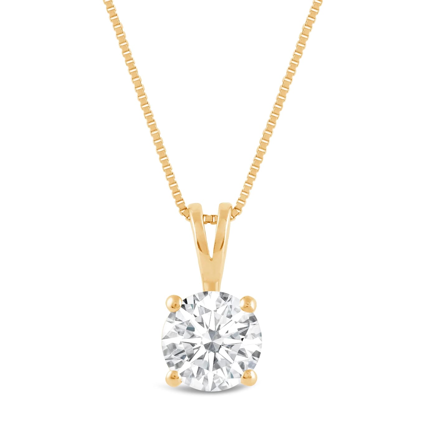 White Cubic Zirconia 14k Yellow Gold Pendant With Chain 1.00