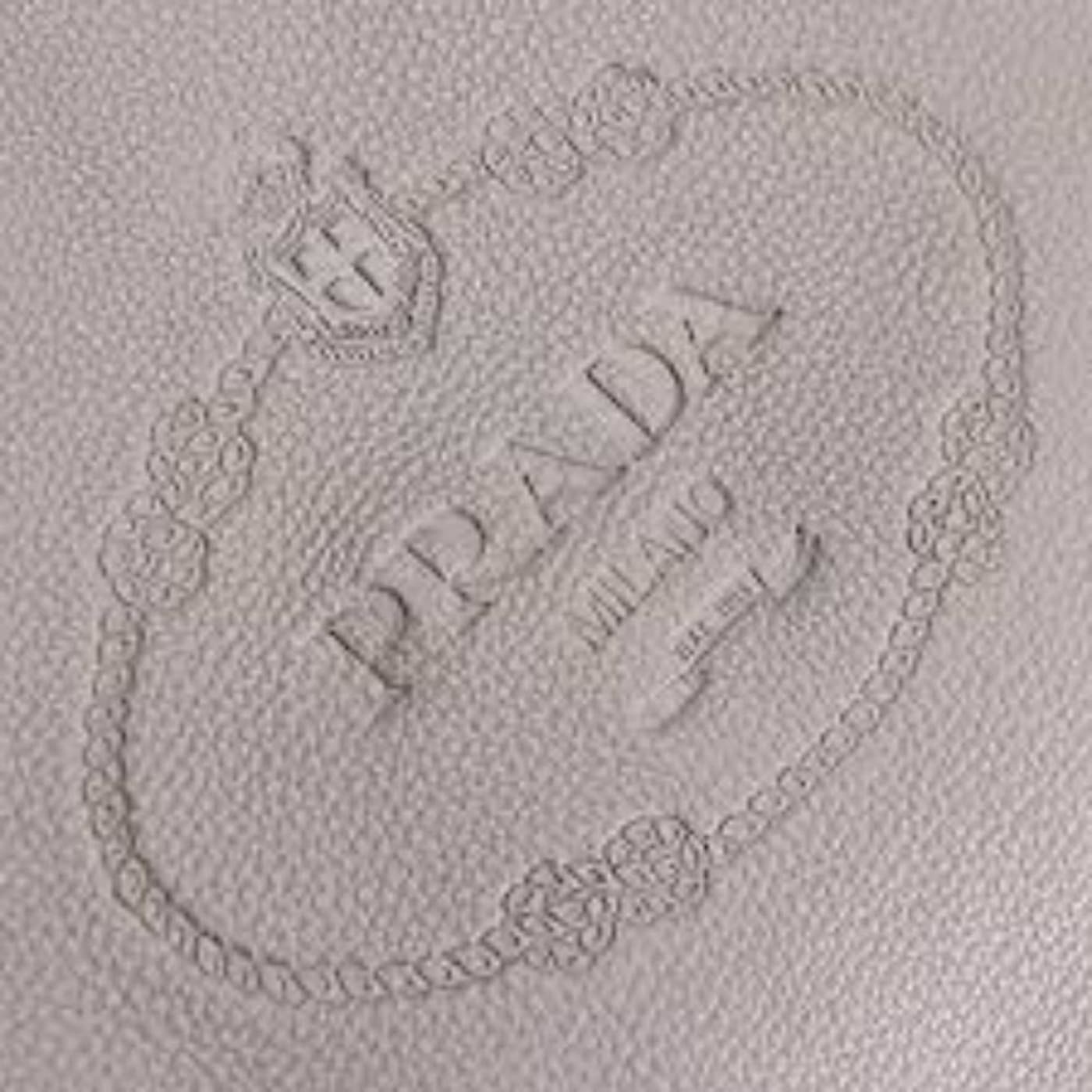 Prada Vitello Phenix Grey Leather Embossed Logo Hobo Tote