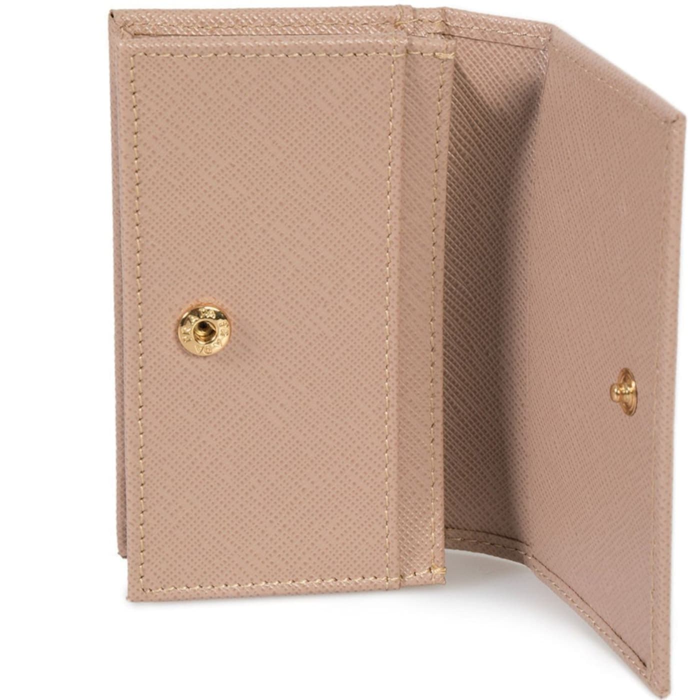 Prada Cammeo Beige Saffiano Leather Credit Card Holder