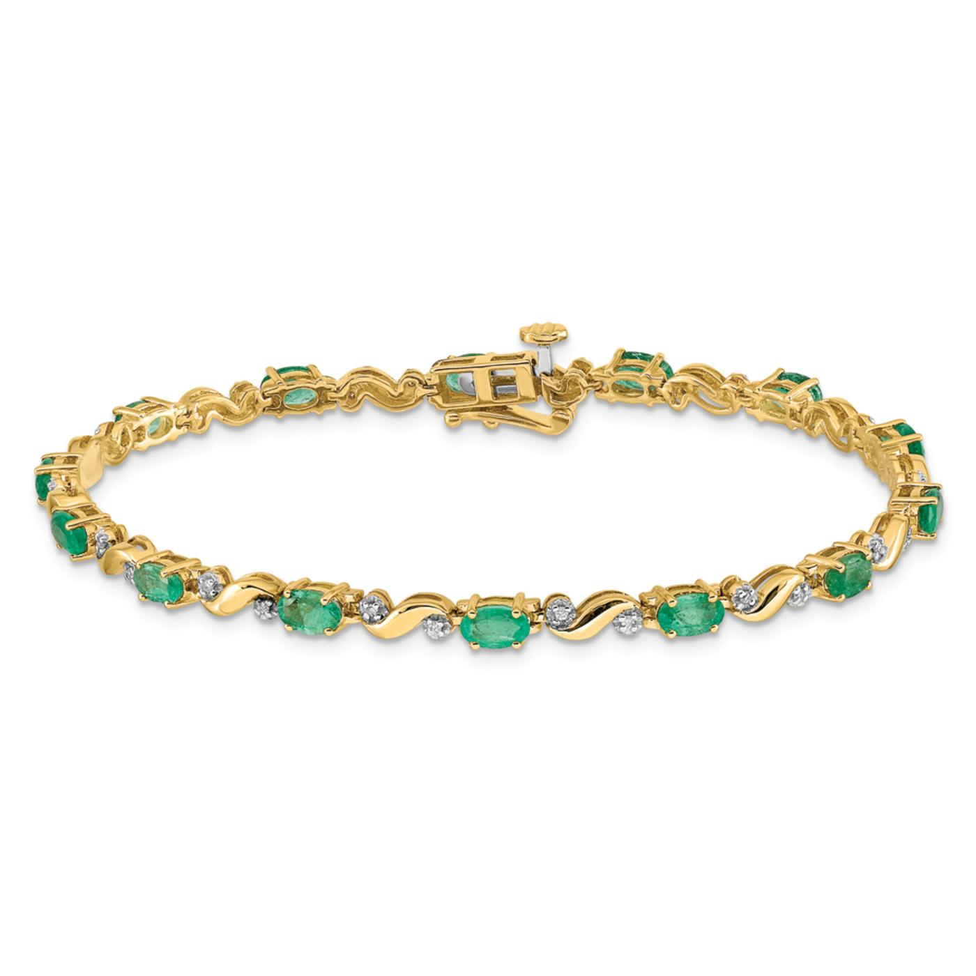 10k Yellow Gold and 10k White Gold Diamond and Emerald